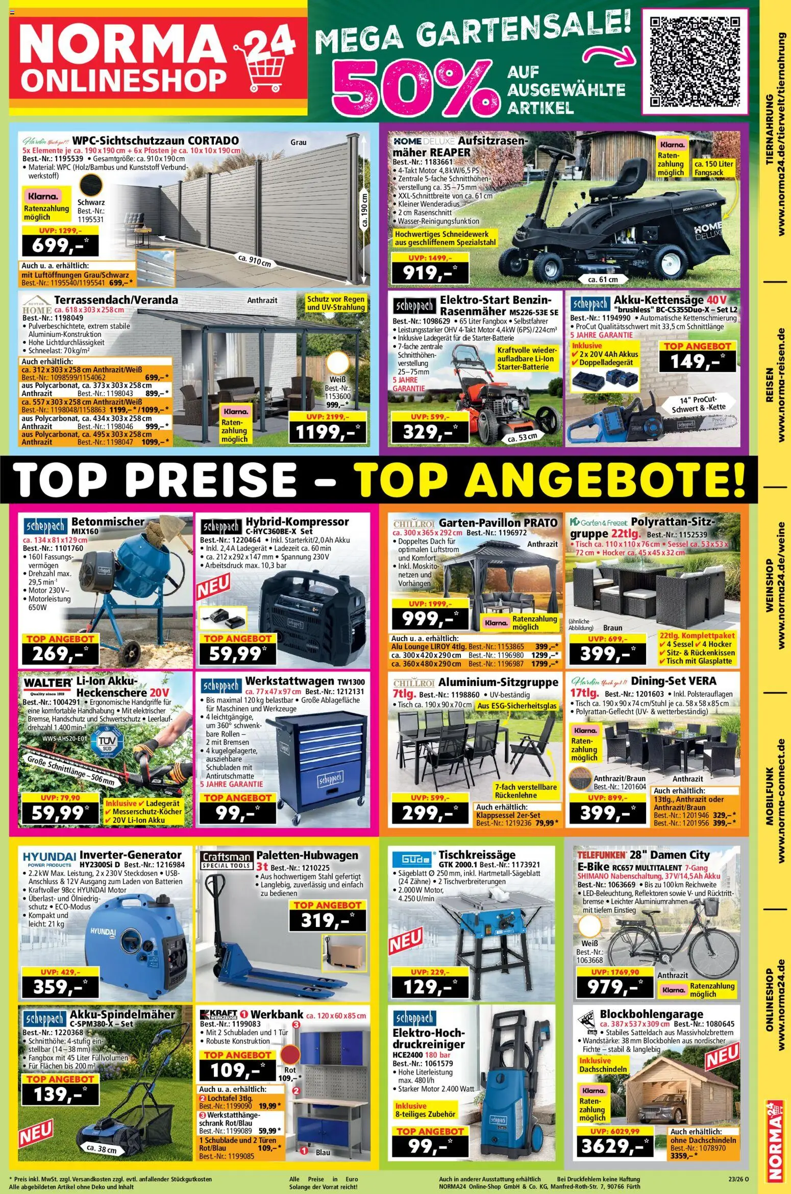 Norma Onlineshop – gültig ab 01.06.2026 | Seite: 1 | Produkte: Hocker, Tisch, Schrank, Tür