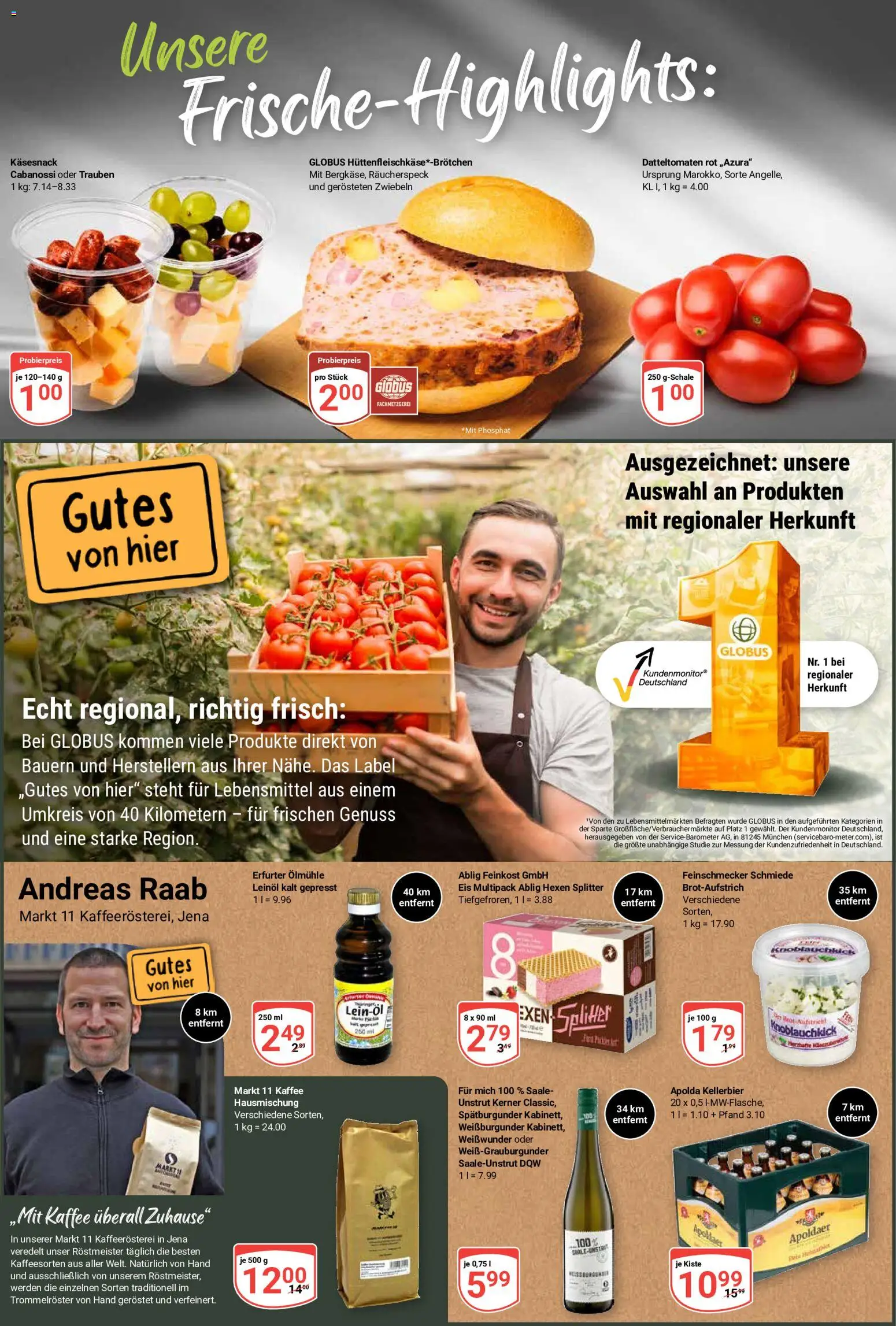 Globus Prospekt – gültig ab 24.08.2026 | Seite: 2 | Produkte: Trauben, Kaffee, Leinöl, Eis