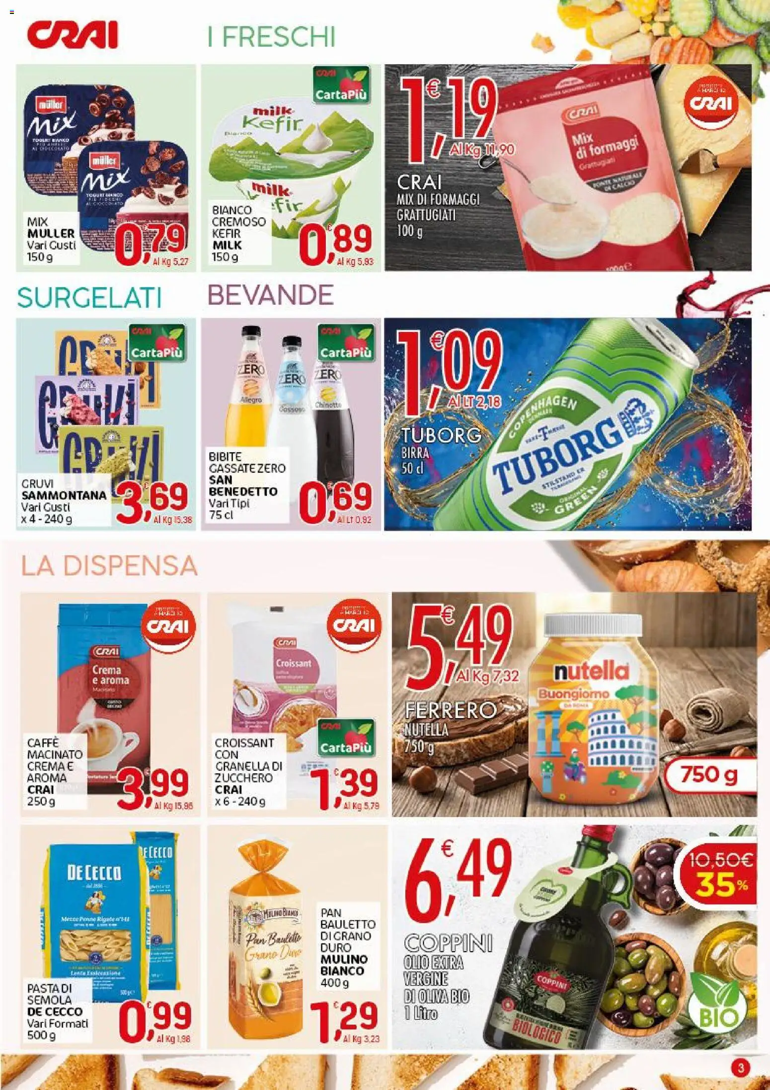 Volantino CRAI del 23/07/2026 | Pagina: 3 | Prodotti: Crema, Caffè, Birra, Olio