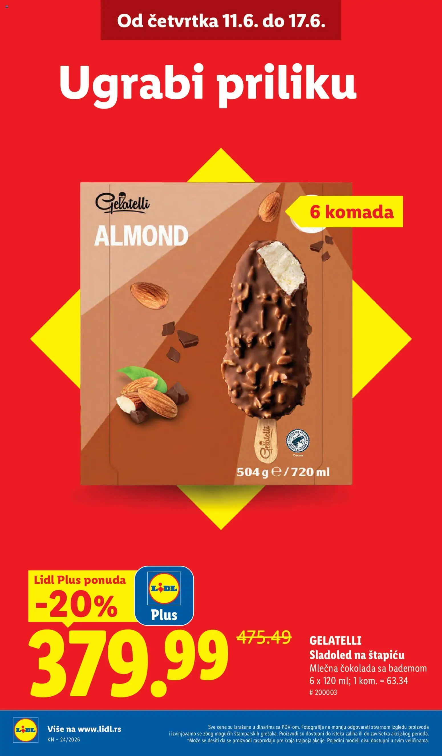Lidl katalog - važi od 11.06.2026 | Strana: 6 | Proizvode: Sladoled, Čokolada, Mlečna čokolada