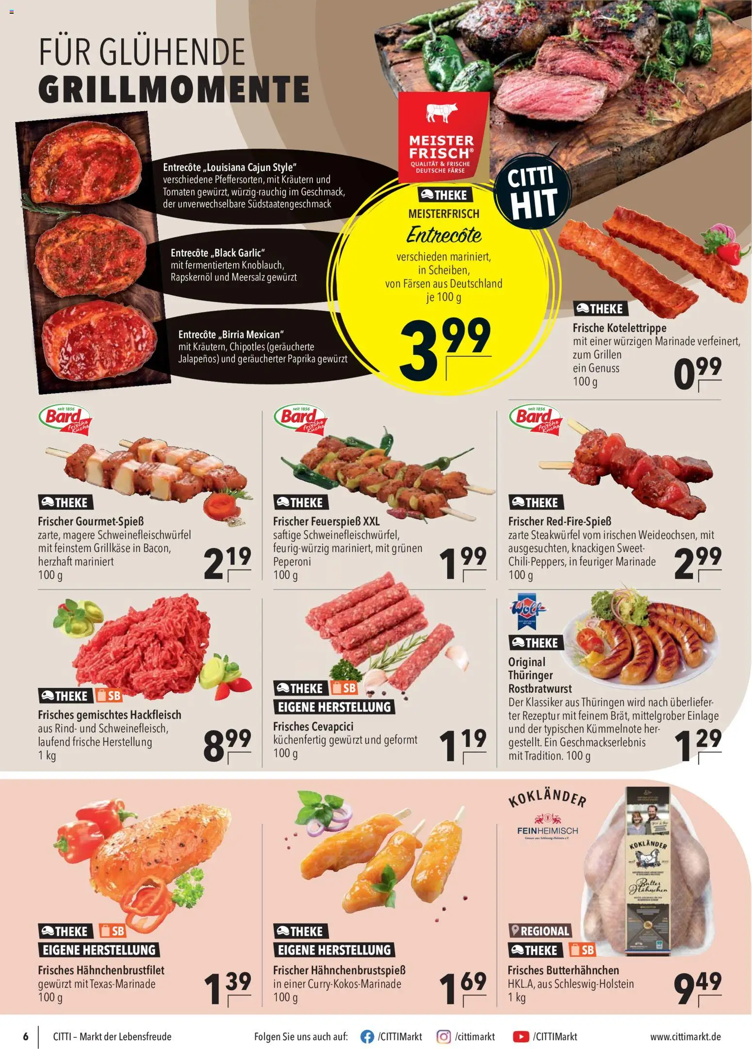 CITTI Markt Prospekt – gültig ab 29.07.2026 | Seite: 6 | Produkte: Hahnchen, Butter, Tomaten, Entrecote
