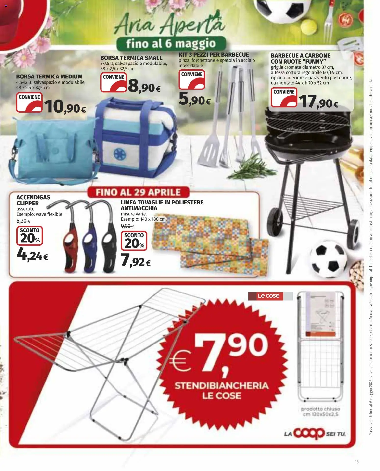 Volantino COOP del 16.04.2026 | Pagina: 19 | Prodotti: Barbecue, Stendibiancheria, Borsa termica, Borsa