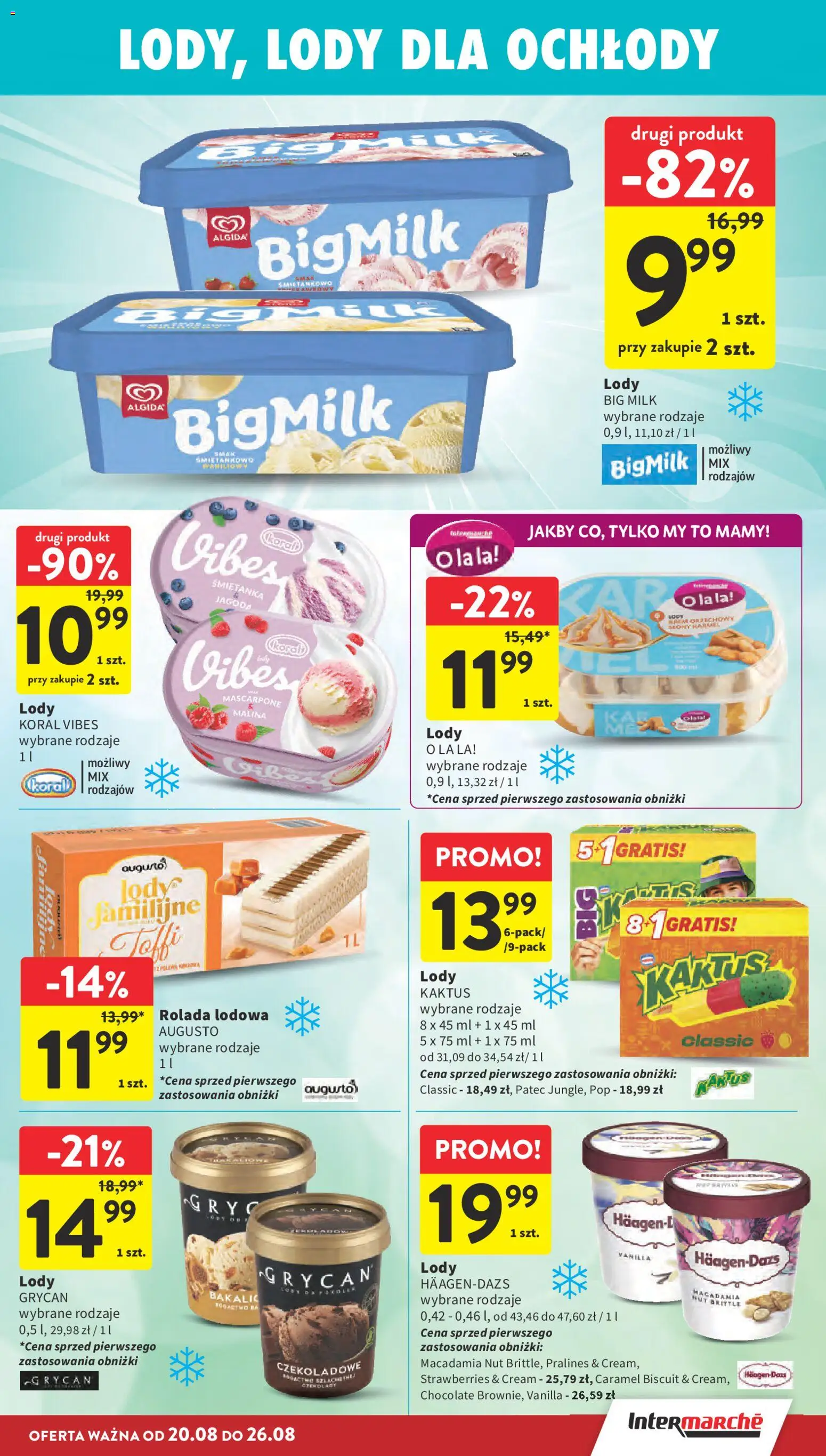 Intermarche gazetka od 20.08.2026 | Strona: 25 | Produkty: Malina, Grycan, Rolada lodowa, Lody Algida