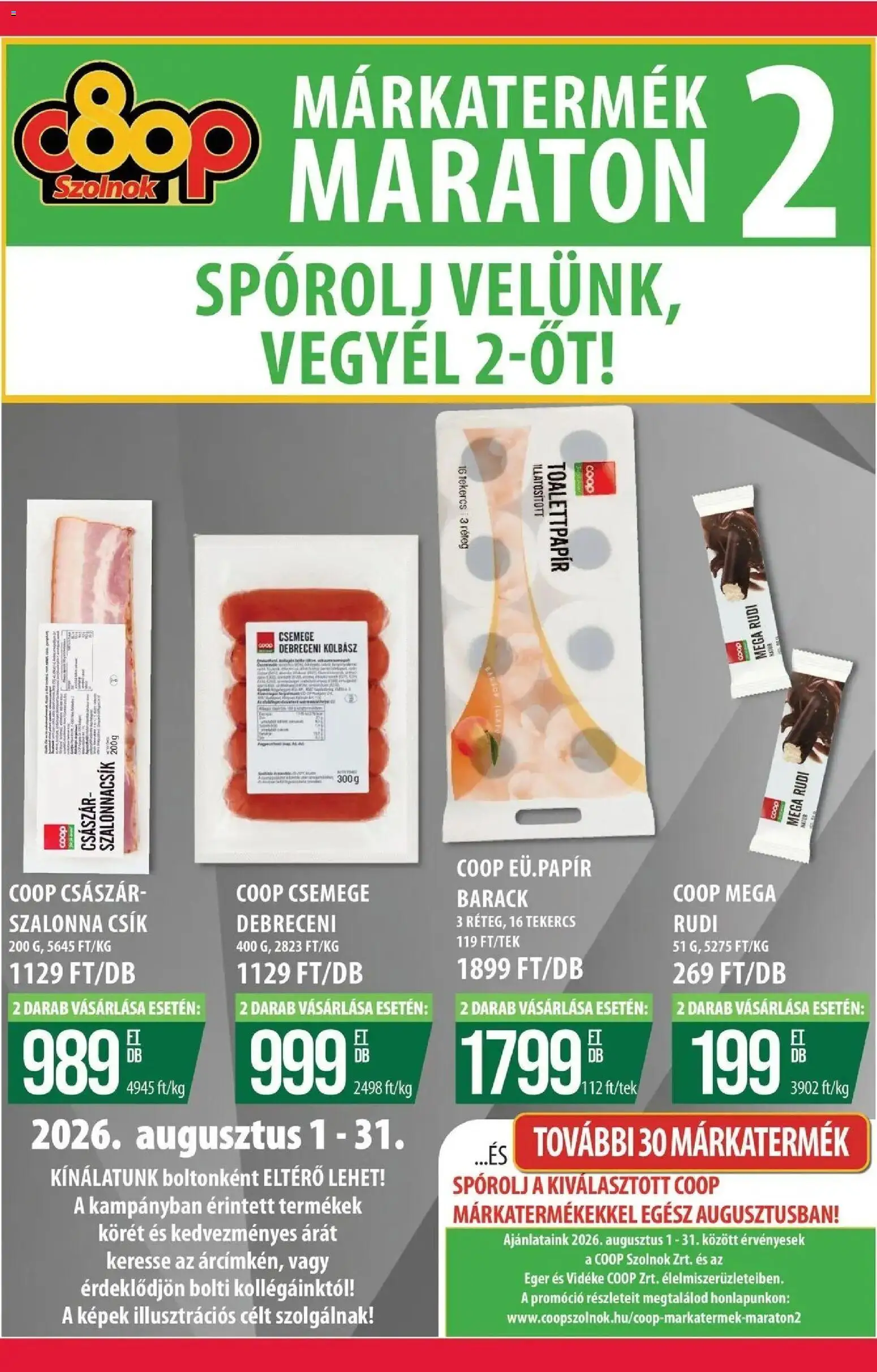 COOP Szolnok akciós ujság - amely érvényes a következő dátumtól: 2026.08.06. | Oldal: 8 | Termékek: Debreceni kolbász, Egér, Kolbász, Csemege