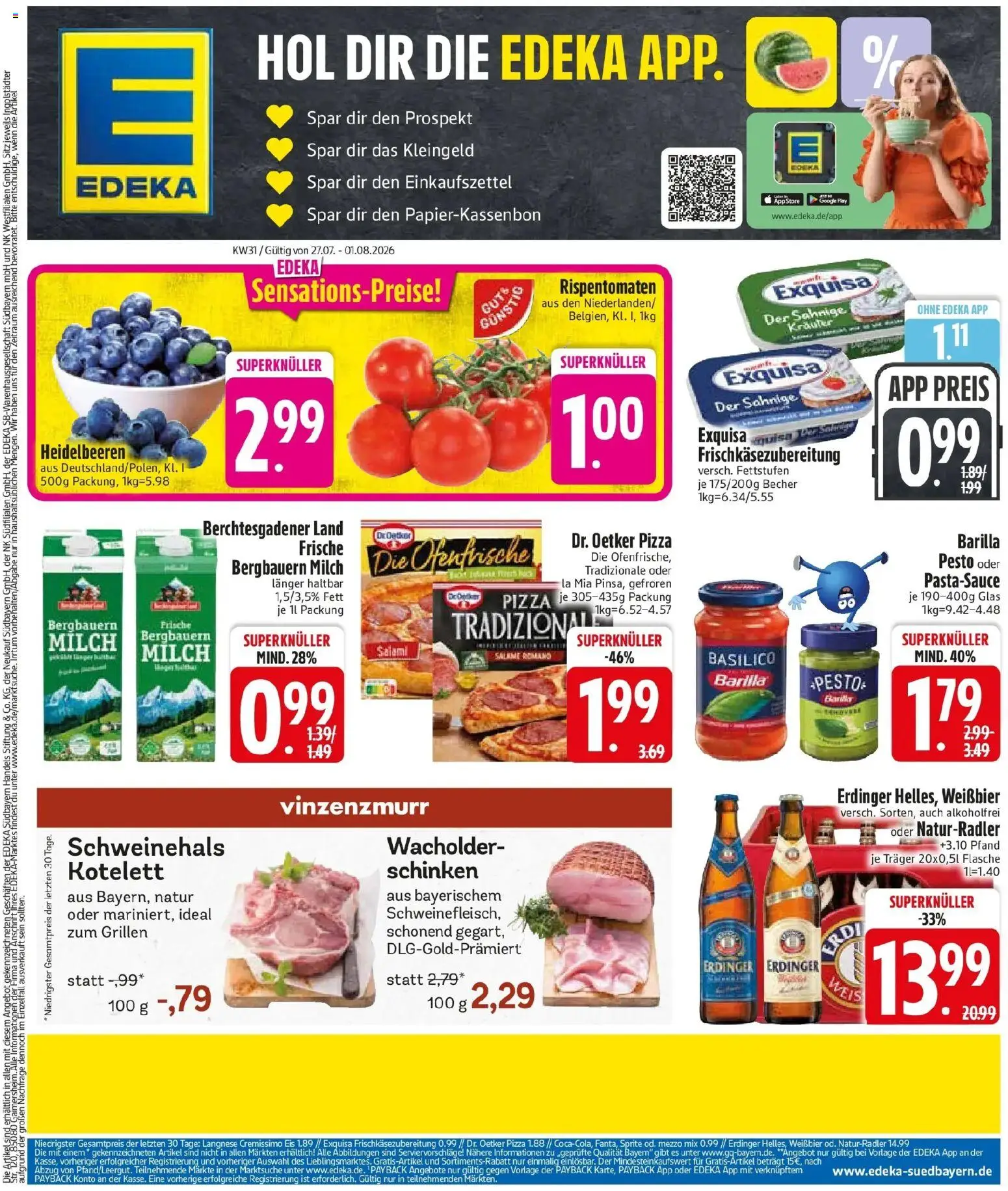 Edeka prospekt Olching – gültig ab 27.07.2026 | Seite: 3 | Produkte: Erdinger, Weißbier, Ofenfrische, Heidelbeeren