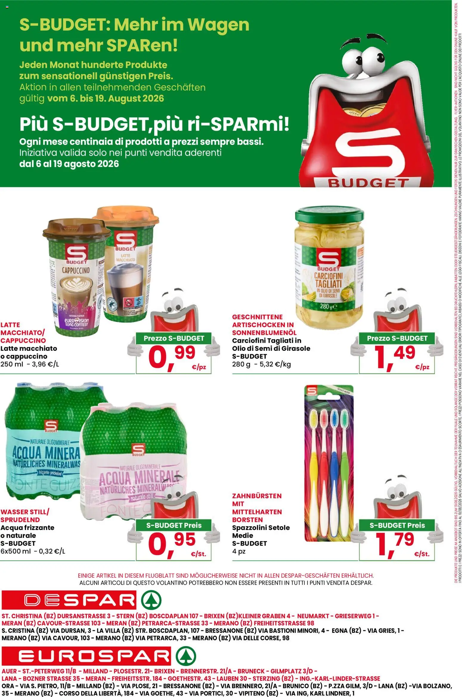 Volantino Eurospar del 06/08/2026 | Pagina: 16 | Prodotti: Olio di semi, Cappuccino, Semi di girasole, Olio di semi di girasole