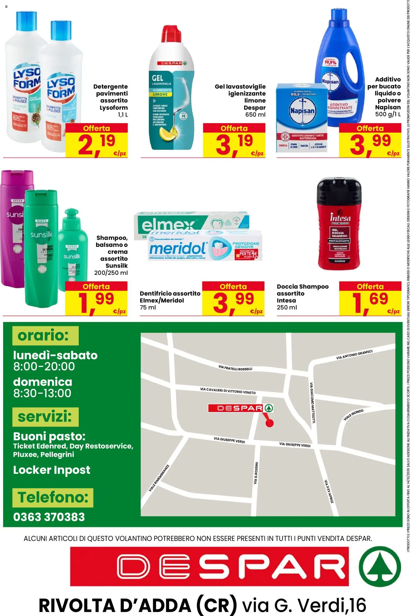 Volantino Despar del 01/10/2026 | Pagina: 20 | Prodotti: Shampoo, Balsamo, Limone, Telefono