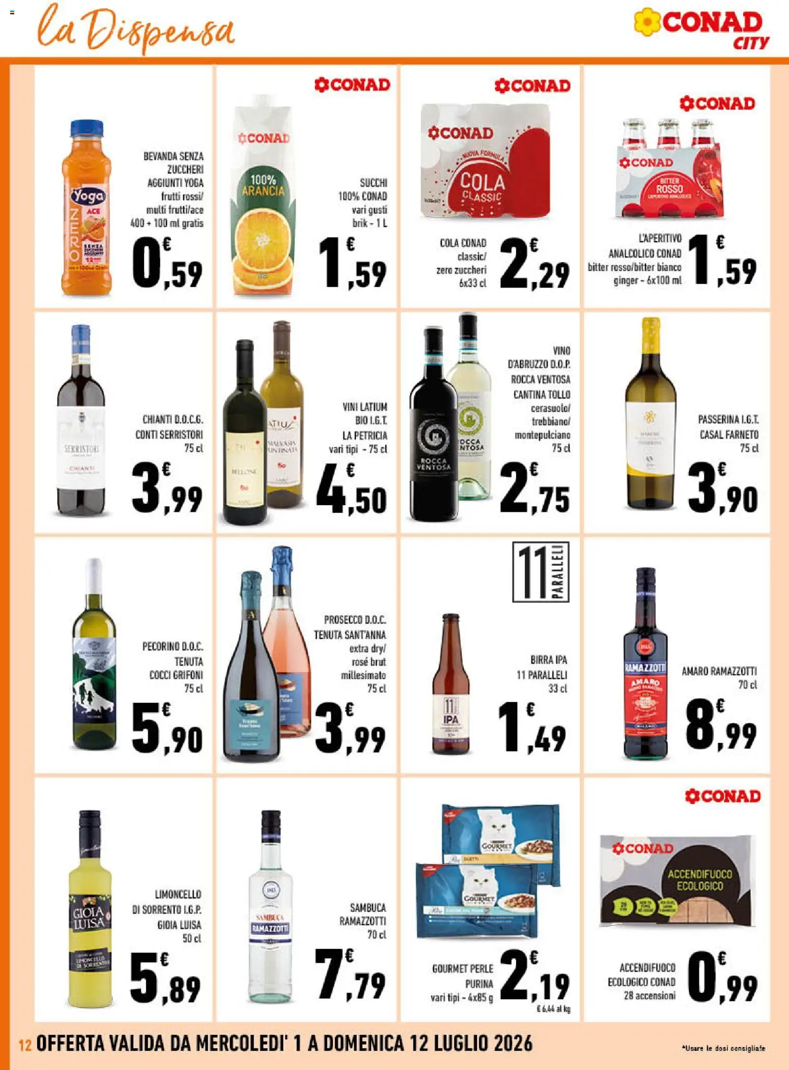 Volantino Conad del 01/07/2026 | Pagina: 12 | Prodotti: Birra, Prosecco, Vino, Amaro