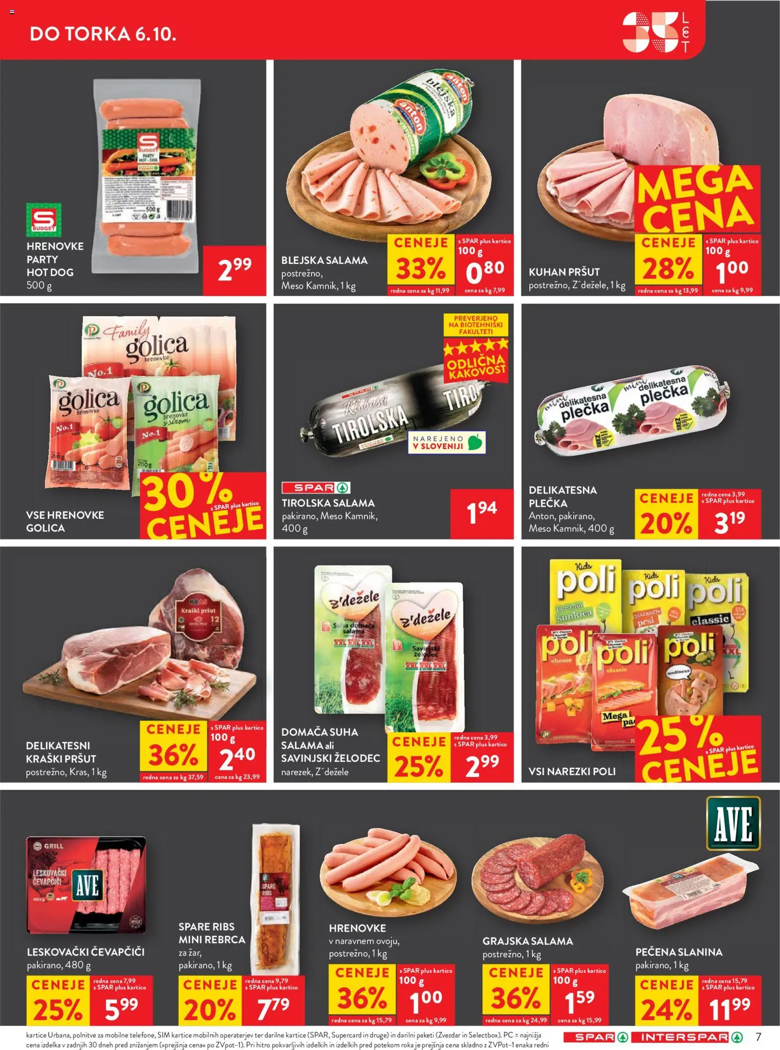 Novi Spar katalog ponudbe – veljaven od 30.09.2026 | Stran: 13 | Izdelki: Hrenovke, Rebrca, Čevapčiči, Salama