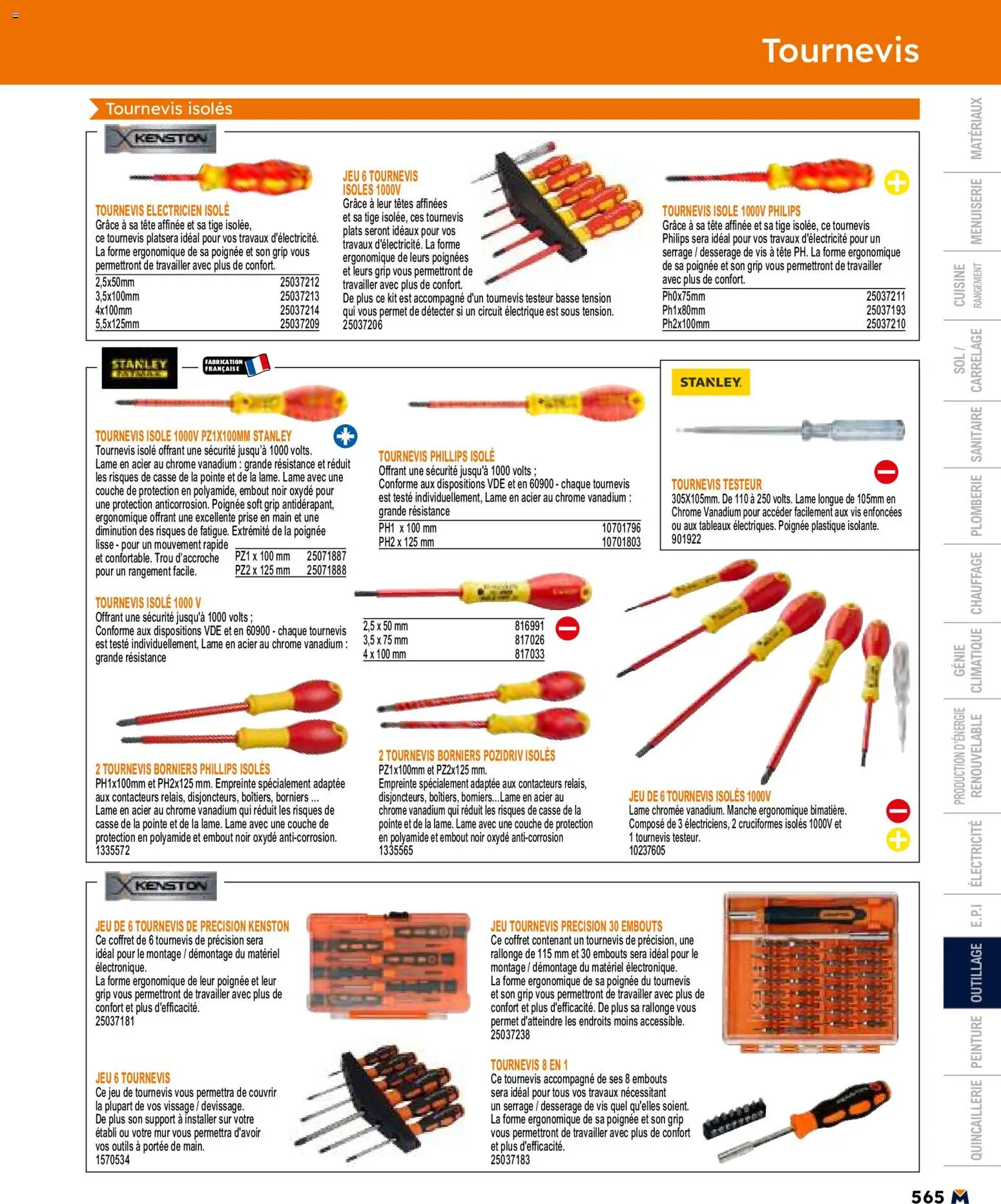 {H1} | Page: 565 | Produits: Tournevis, Poignées, Prise