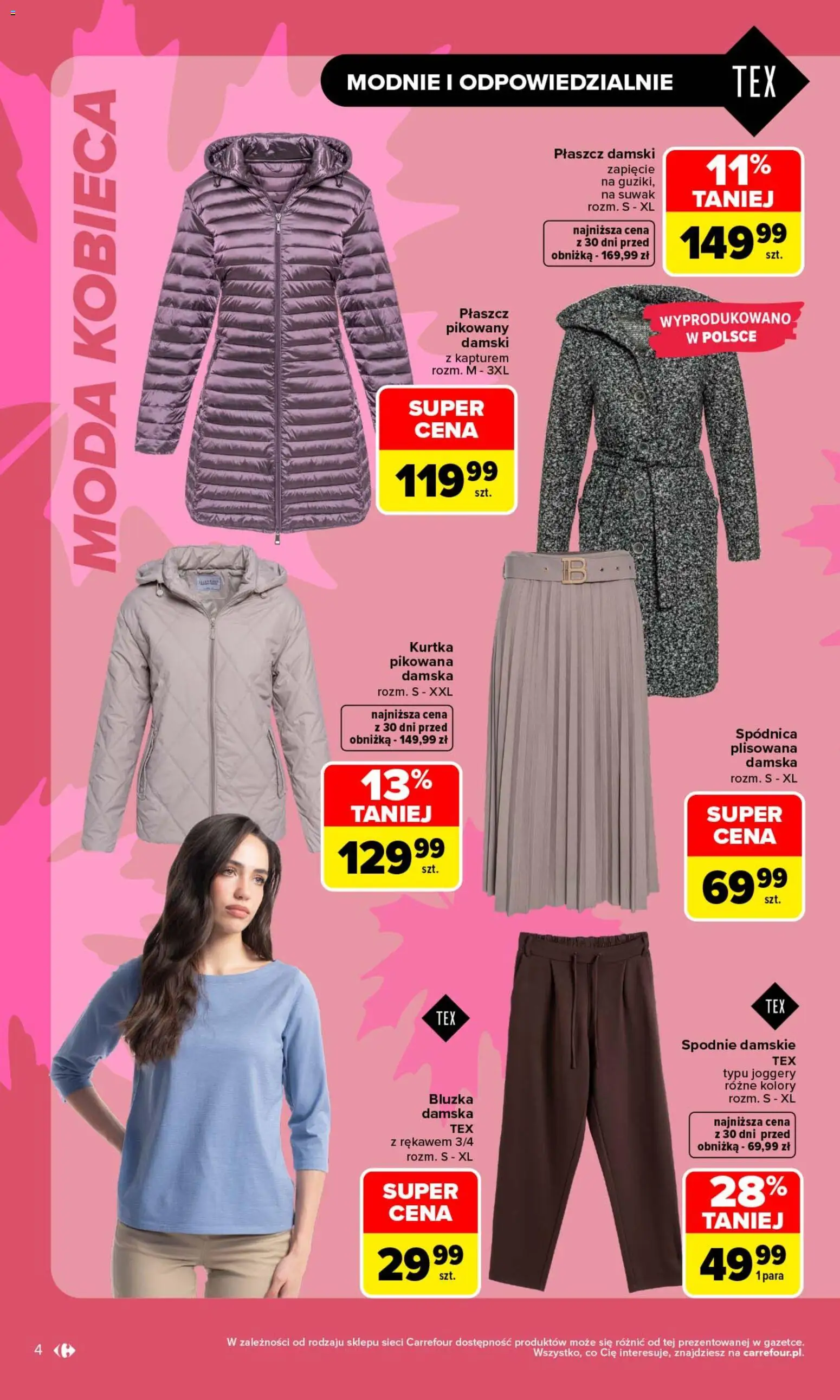 Carrefour gazetka - Zanosi się na świetne okazje od 31.08.2026 | Strona: 4 | Produkty: Bluzka, Kurtka, Płaszcz, Spodnie