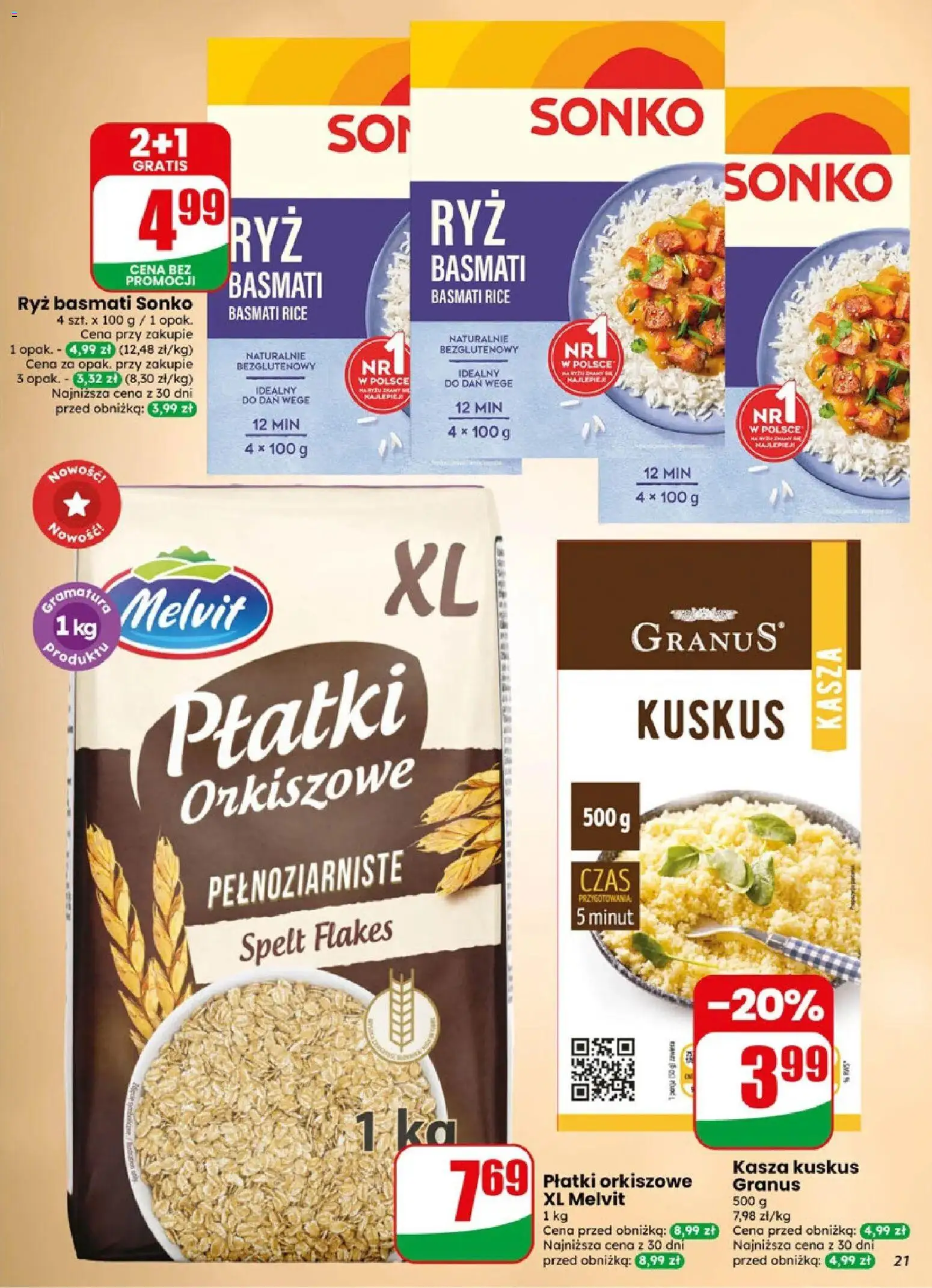 Dino gazetka od 06.05.2026 | Strona: 21 | Produkty: Kasza, Kasza kuskus, Ryż basmati, Płatki