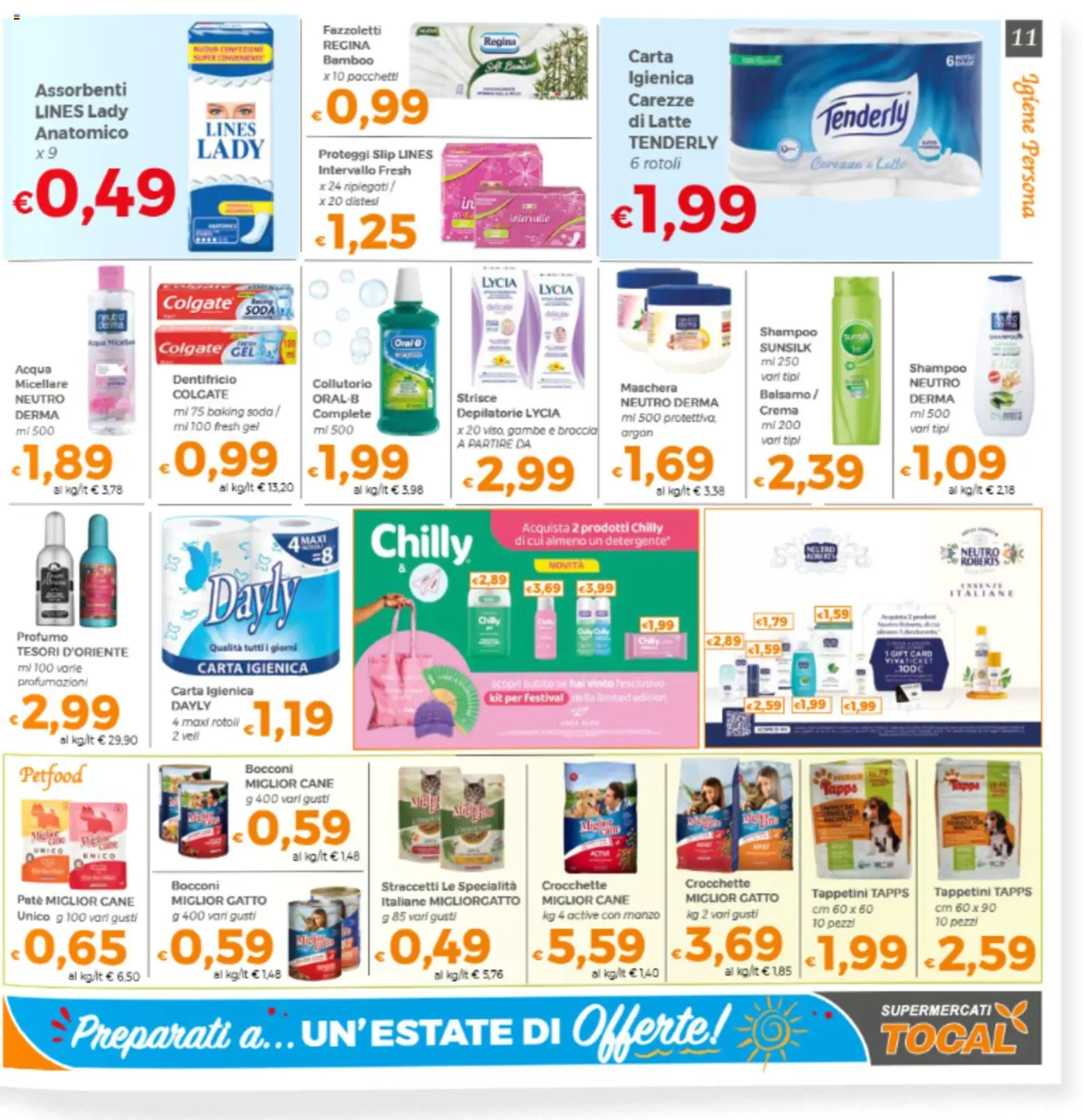 Volantino Tocal del 09.06.2026 | Pagina: 11 | Prodotti: Carta igienica, Proteggi slip, Manzo, Fazzoletti