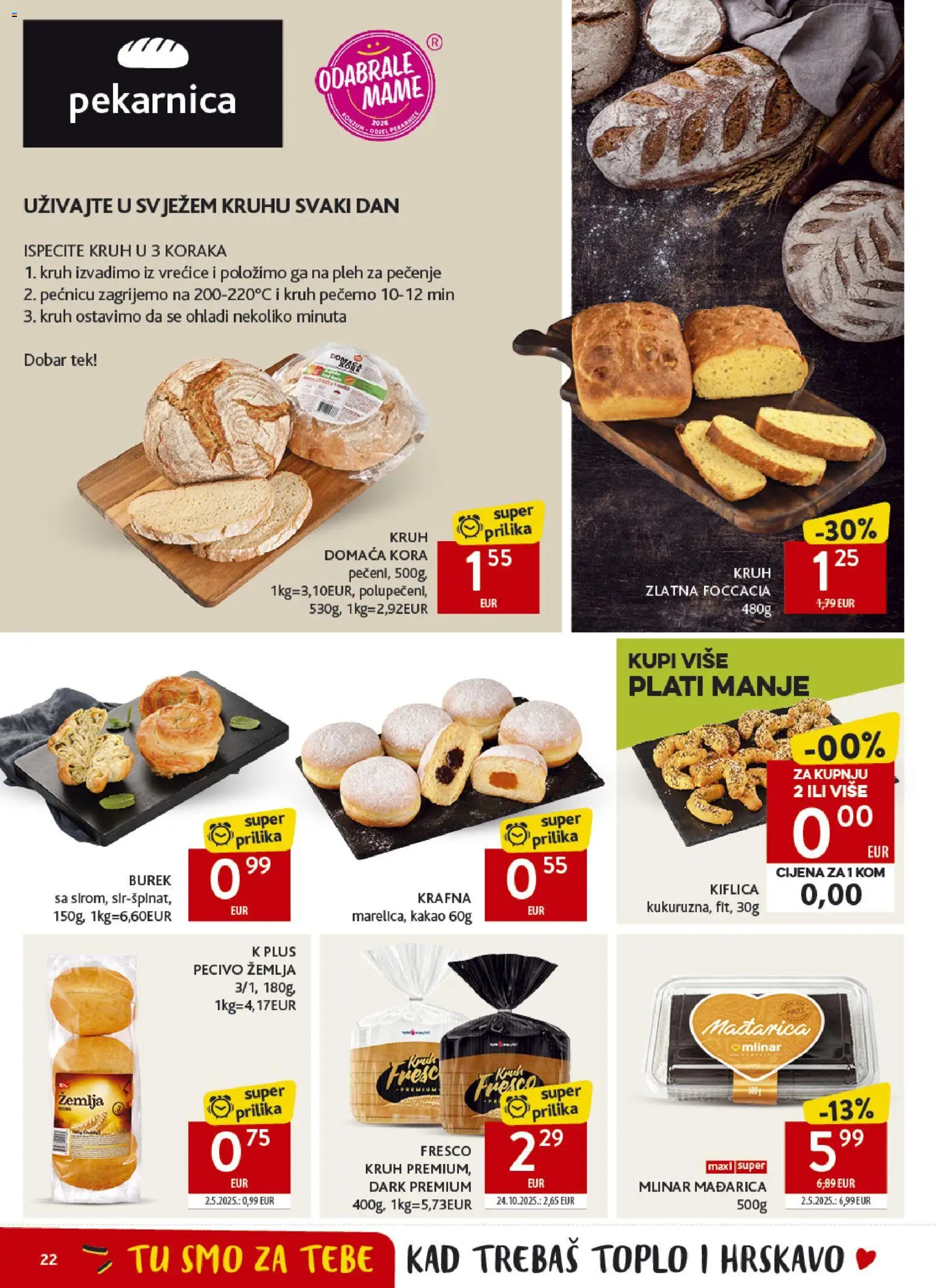 Konzum katalog | vrijedi od 03.06.2026 | Stranica: 22 | Proizvodi: Kruh, Burek, Kakao, Pecivo