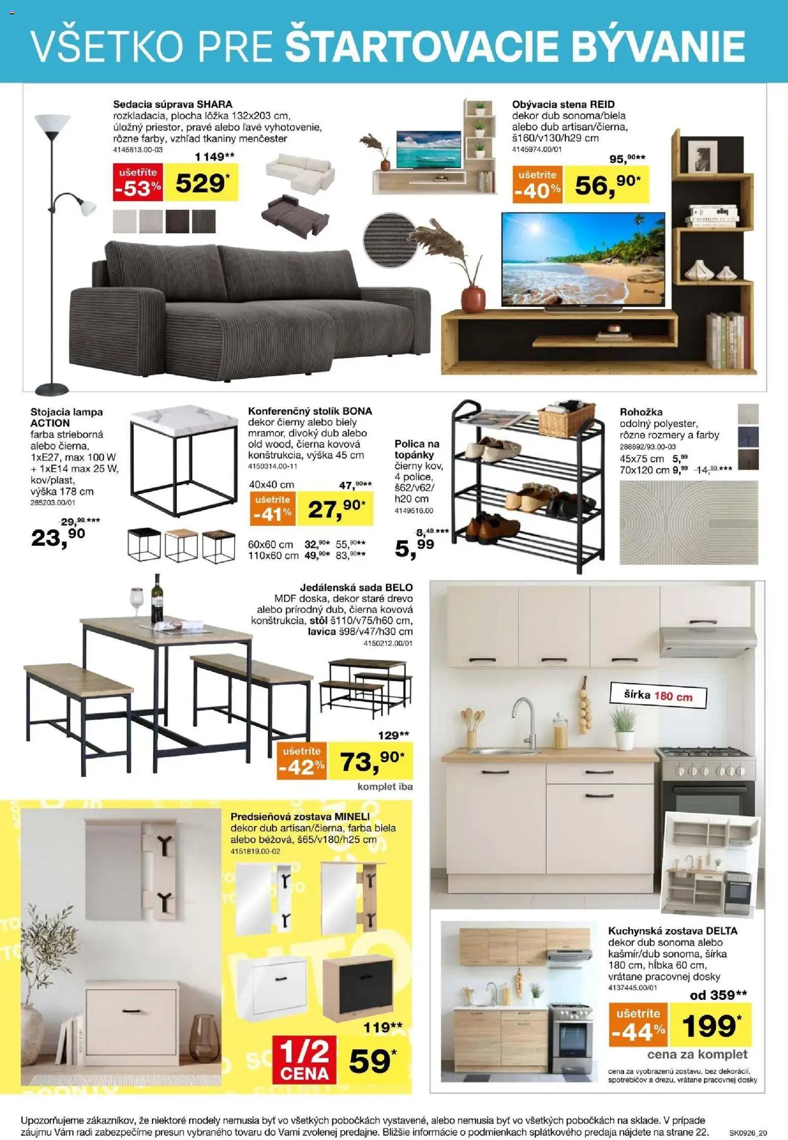 Nové Sconto nábytok akcie – leták je platný od 15.07.2026 | Strana: 20 | Produkty: Sedacia súprava, Rohožka, Predsieňová zostava, Lampa