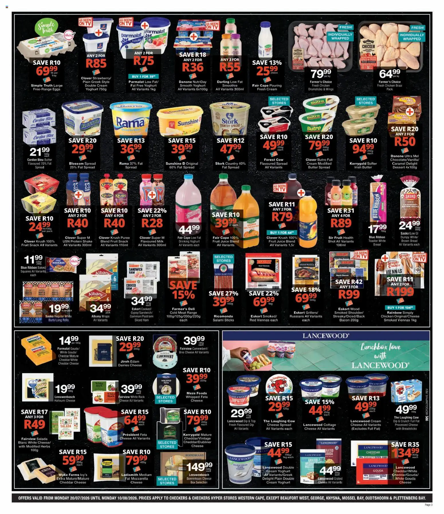 New Checkers catalogue – valid from 20/07/2026 | Page: 3 | Products: Eggs, Juice, Fat spread, Fruit