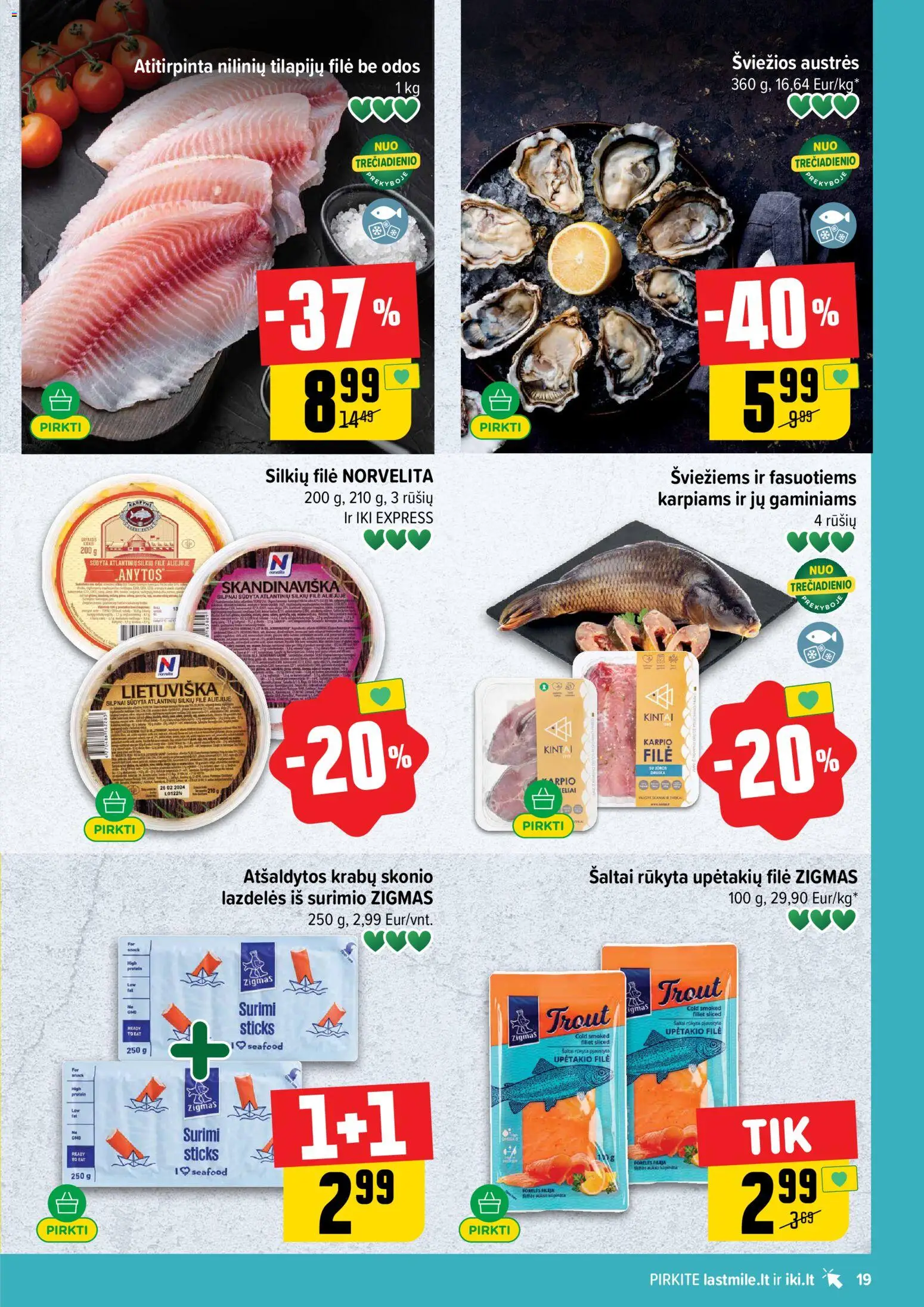 IKI akcijos nuo 2026.09.28 | Puslapis: 19 | Prekių: Silkių filė, Surimi