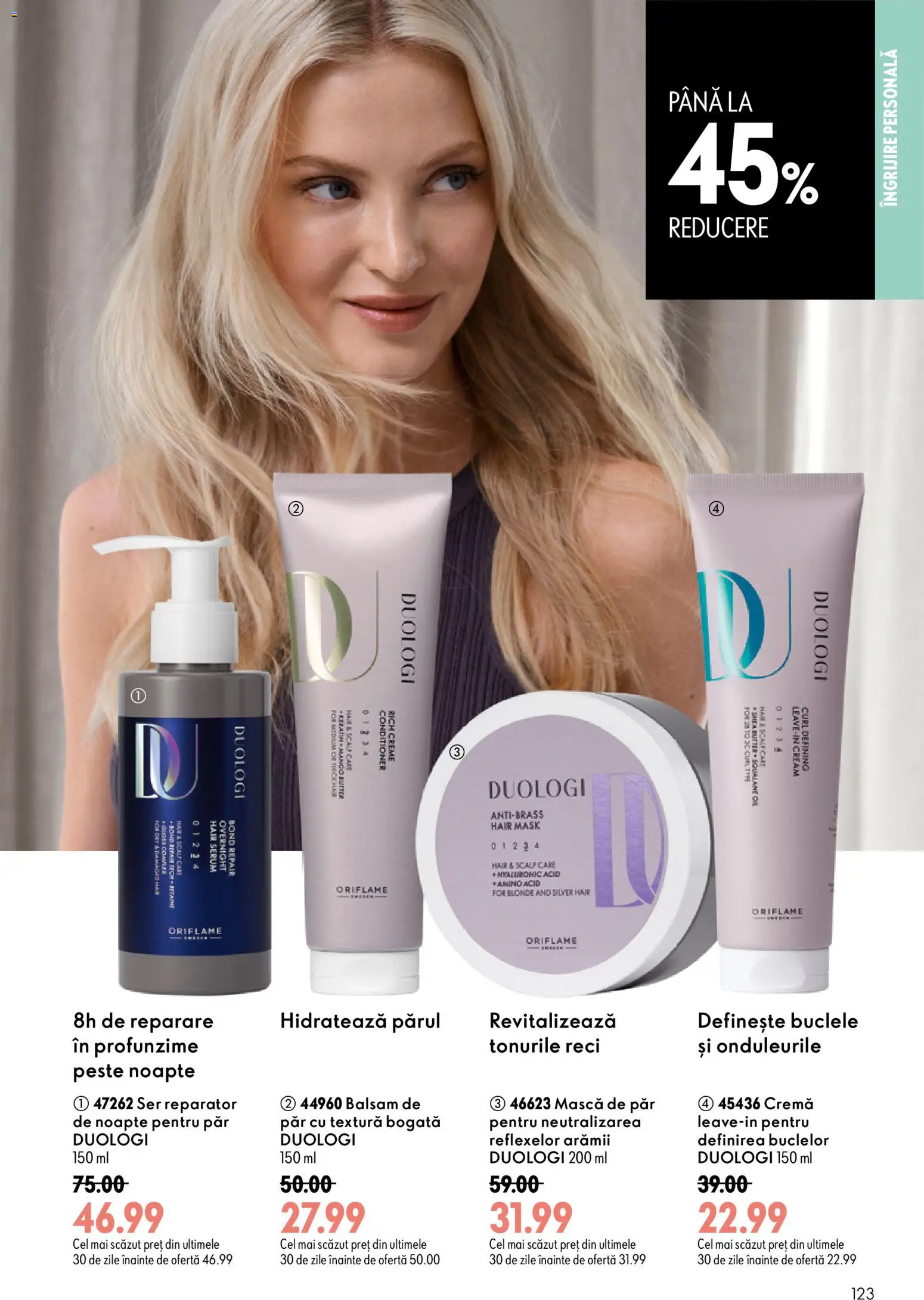Noul catalog Oriflame – valabil de la 08.07.2026 | Pagină: 123 | Produse: Cremă de noapte, Mască de păr, Cremă, Pește
