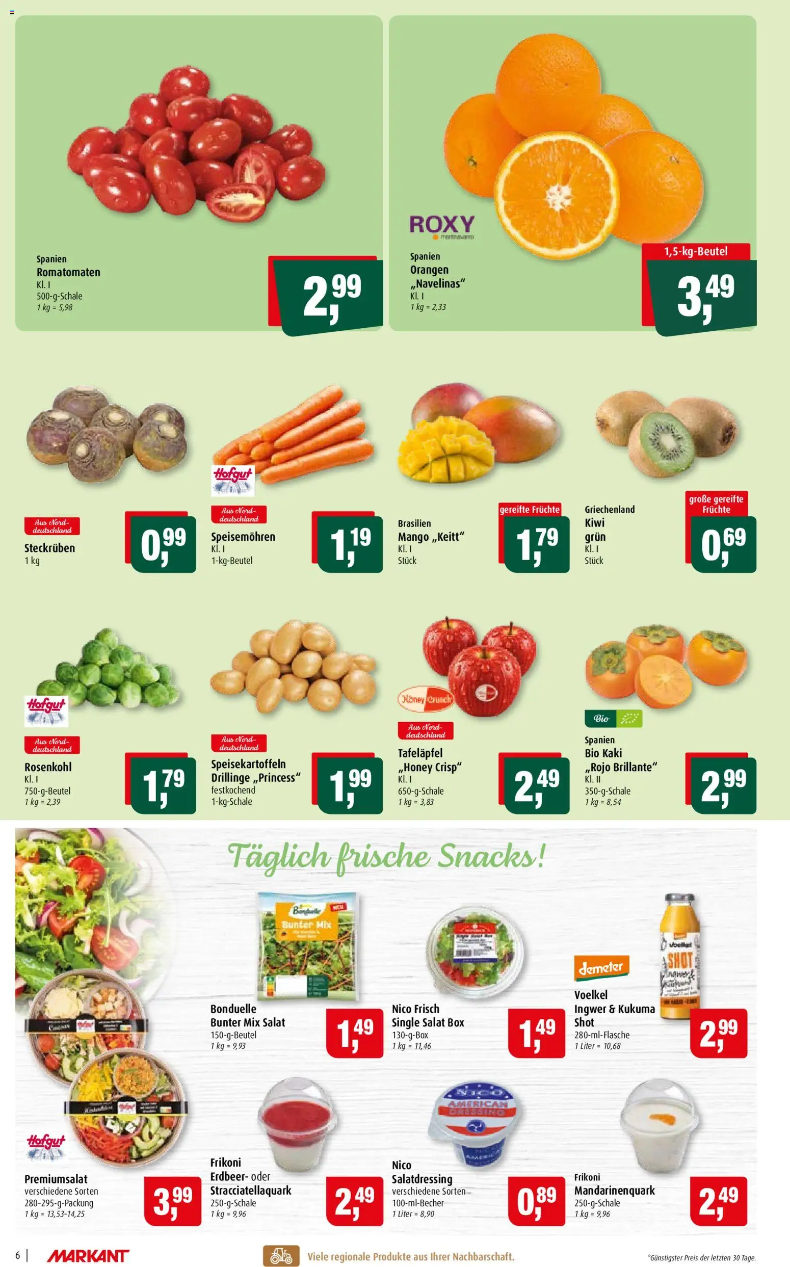 Markant Prospekt – gültig ab 02.11.2026 | Seite: 6 | Produkte: Dressing, Orangen, Mango, Salat