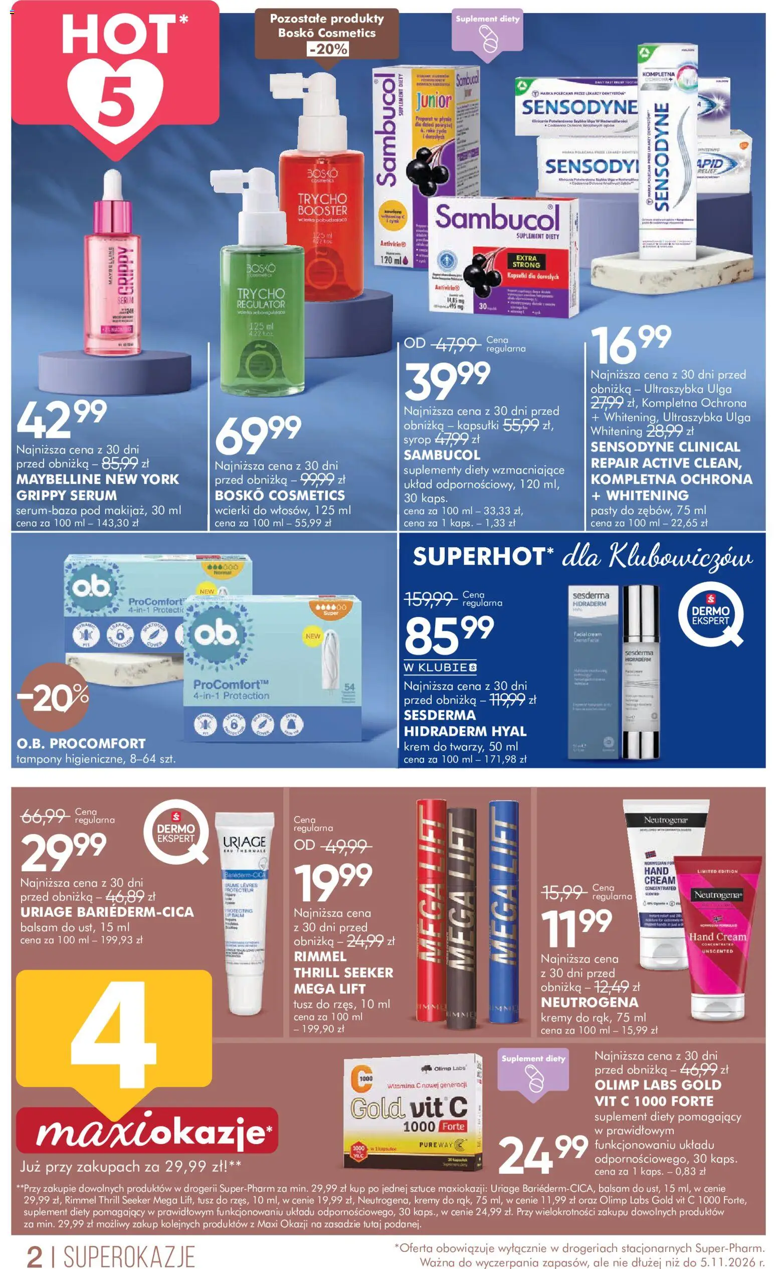 Super-pharm gazetka od 21.10.2026 | Strona: 2 | Produkty: Syrop, Kapsułki, Tampony, Krem