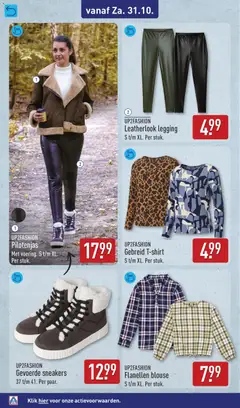 UP2FASHION, Gevoerde sneakers, 37 t/m 41. Per paar. - Voorbeeld van een folder van Aldi, geldig van 26-10-2026 | Pagina: 52 | Producten: Blouse, Legging, Sneakers, Leggings