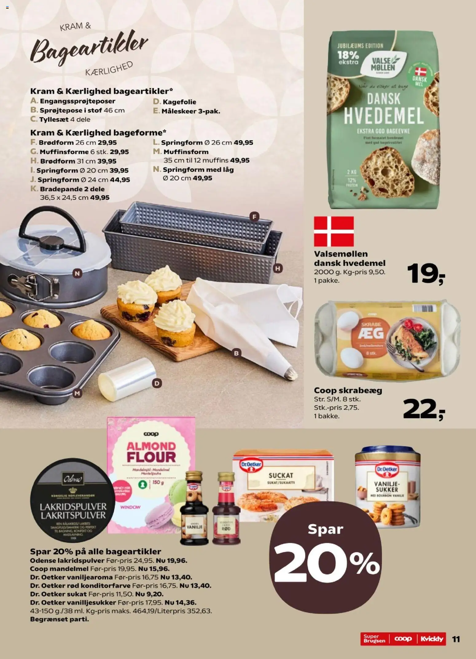 Super Brugsen tilbudsavis – gyldig fra 09/10/2026 | Side: 11 | Produkter: Hvedemel, Stof, Sukker, Muffins