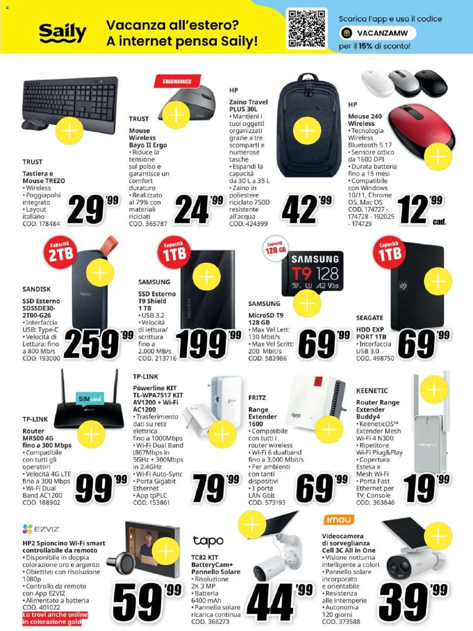 Volantino Media World del 20/08/2026 | Pagina: 16 | Prodotti: Router, Tastiera, Videocamera, Batteria