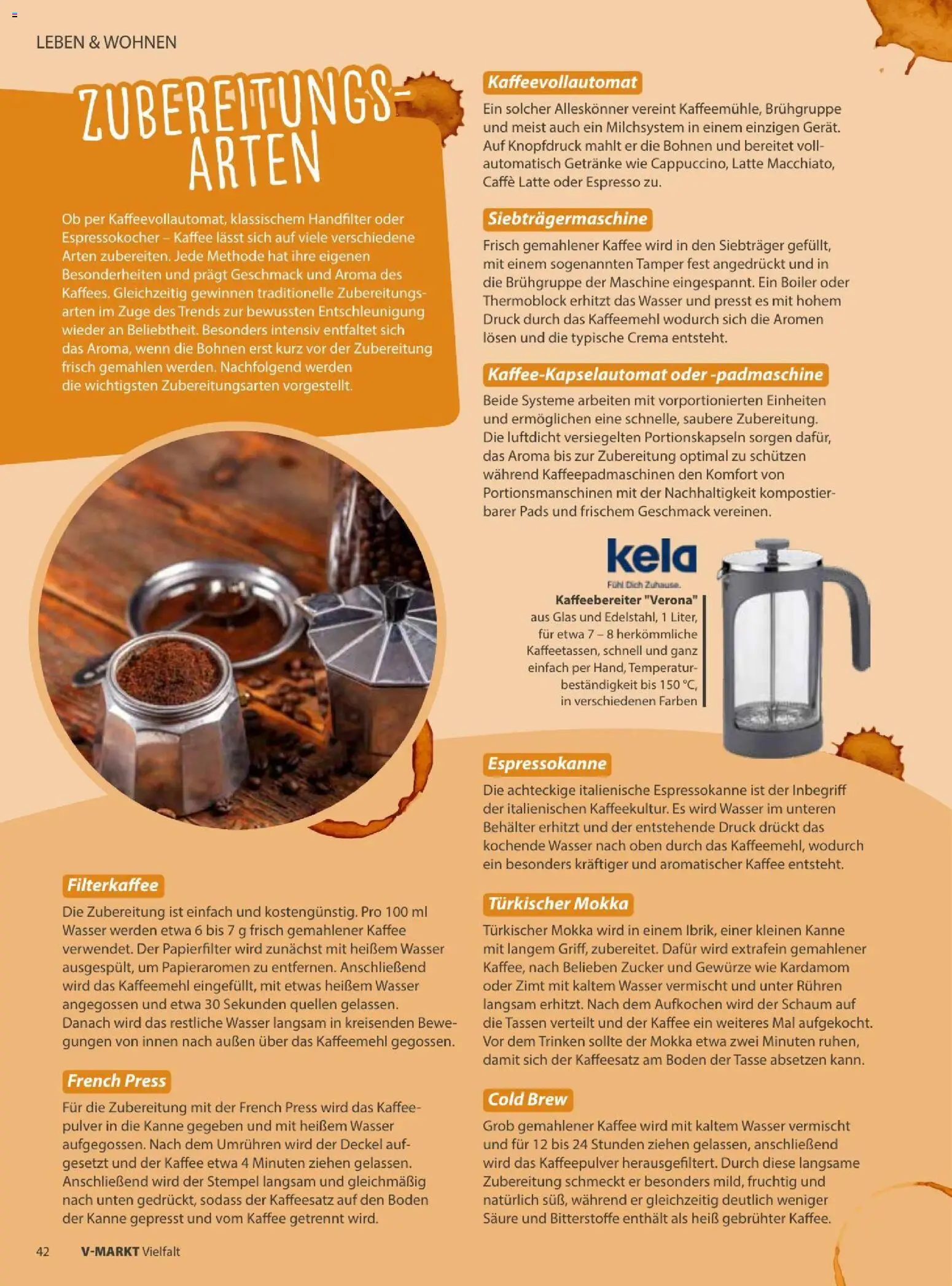 V-Markt Vielfals September / Oktober – gültig ab 01.09.2026 | Seite: 42 | Produkte: Kaffee, Gemahlener Kaffee, Gewürze, Kaffeevollautomat