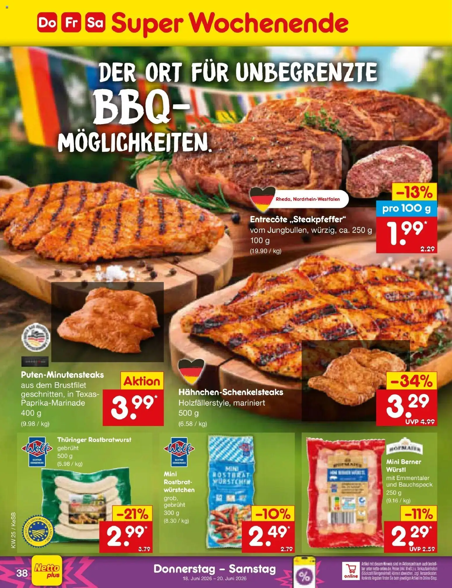 Netto Marken-Discount Prospekt Bonn – gültig ab 15.06.2026 | Seite: 50 | Produkte: Würstl, Entrecote