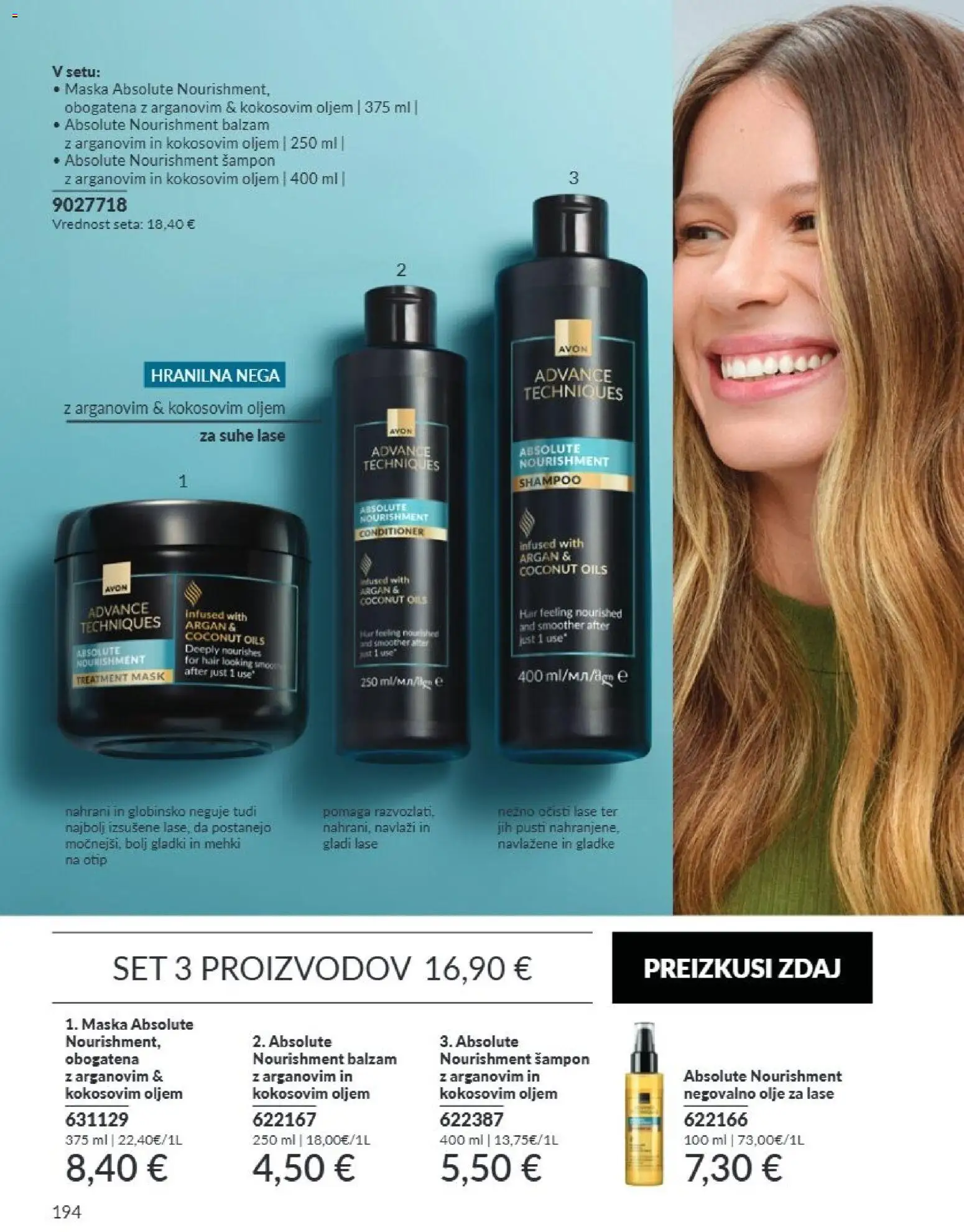 Novi Avon katalog ponudbe – veljaven od 01.09.2026 | Stran: 194 | Izdelki: Sampon, Olje za lase, Maska, Olje