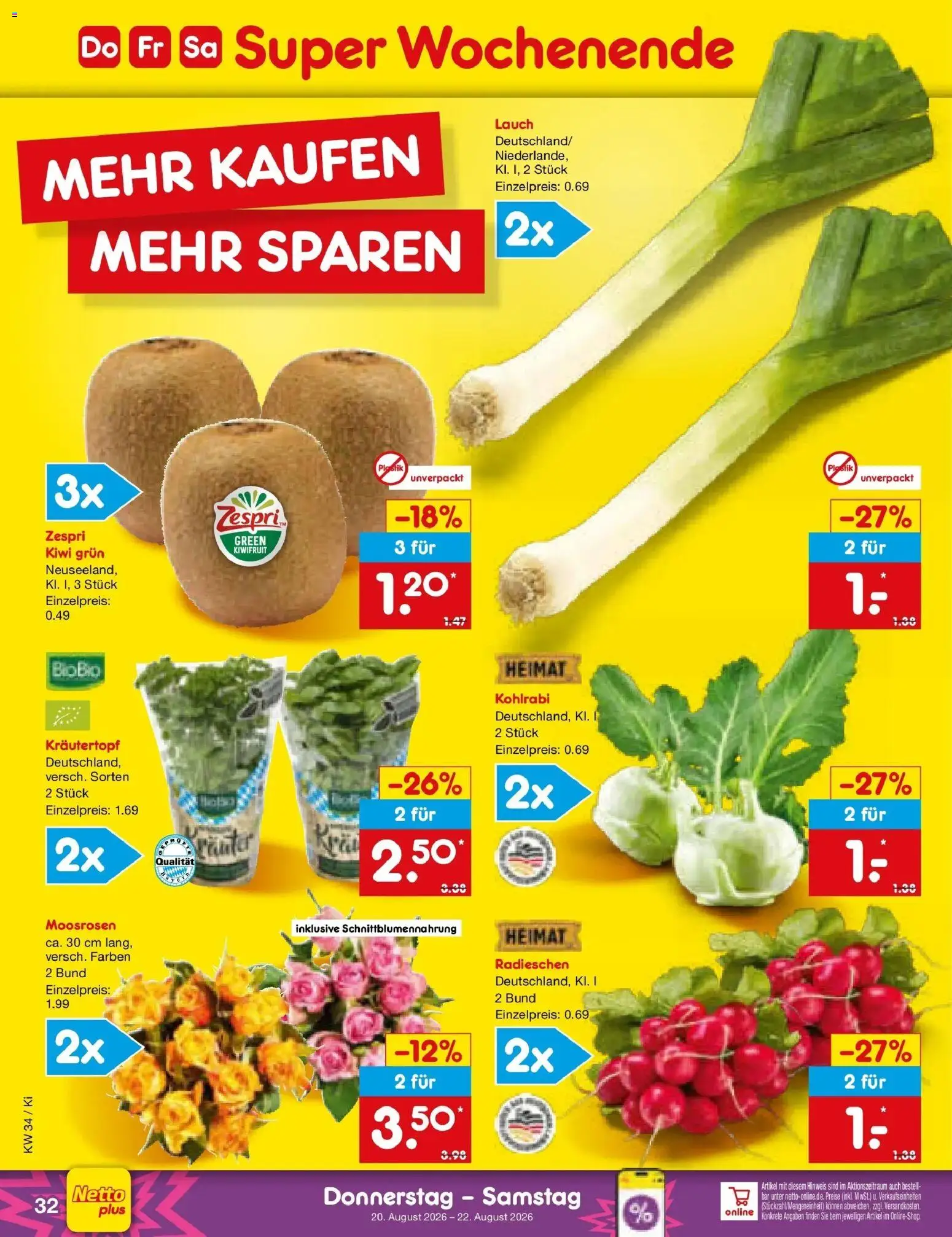 Netto Marken-Discount Prospekt Oberhaid – gültig ab 17.08.2026 | Seite: 50 | Produkte: Kohlrabi, Kiwi, Lauch