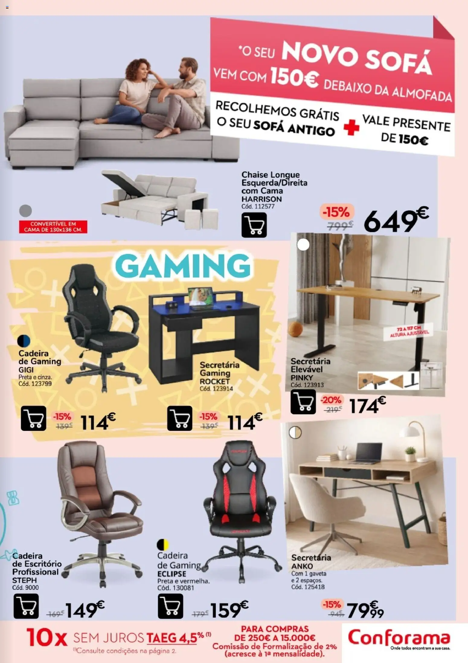 Conforama - Quinzena top │ válido de 10/09/2026 | Página: 3 | Produtos: Cadeira de escritório, Almofada, Sofá, Cadeira
