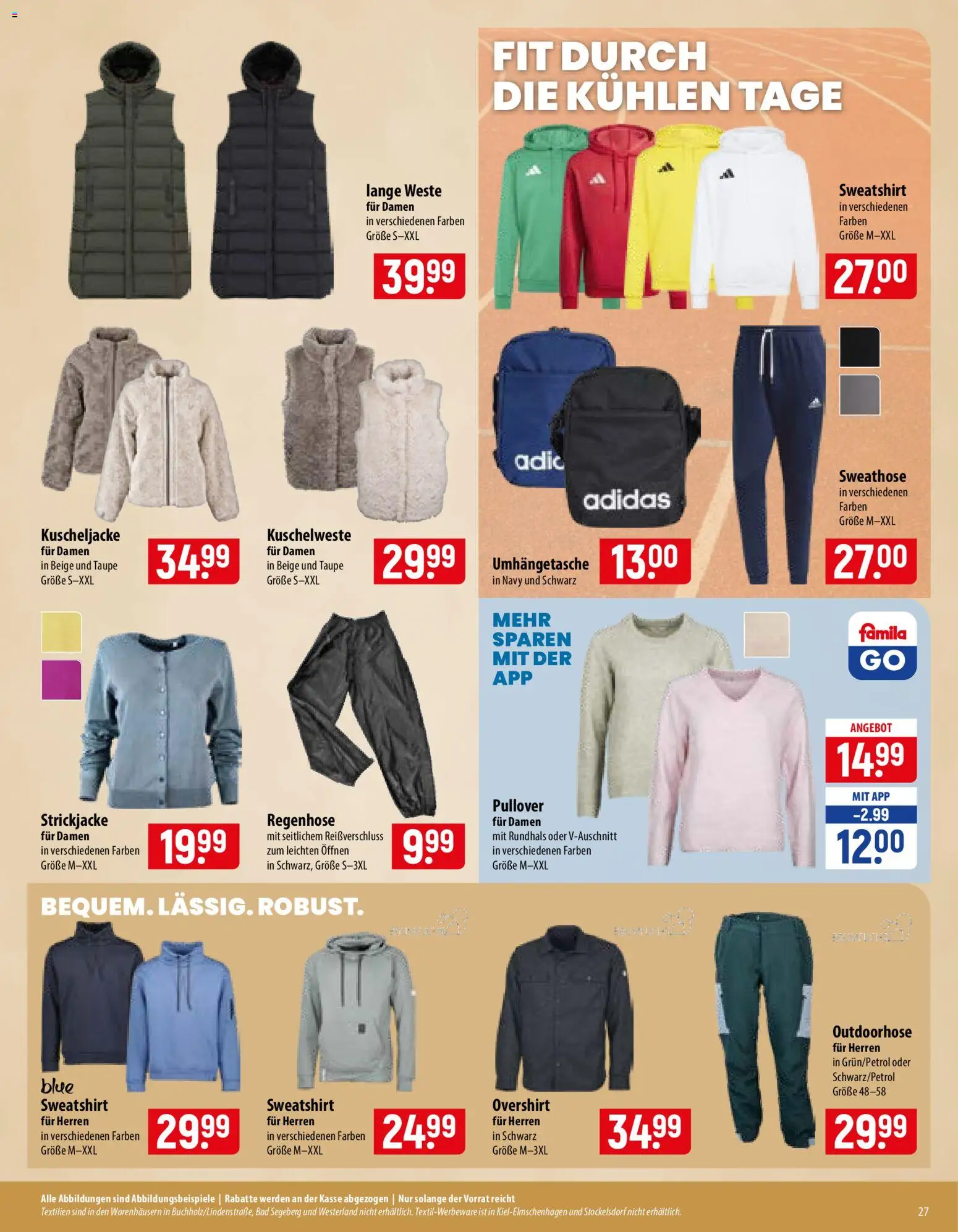 Famila Prospekt – gültig ab 14.09.2026 | Seite: 27 | Produkte: Sweathose, Sweatshirt, Pullover, Strickjacke