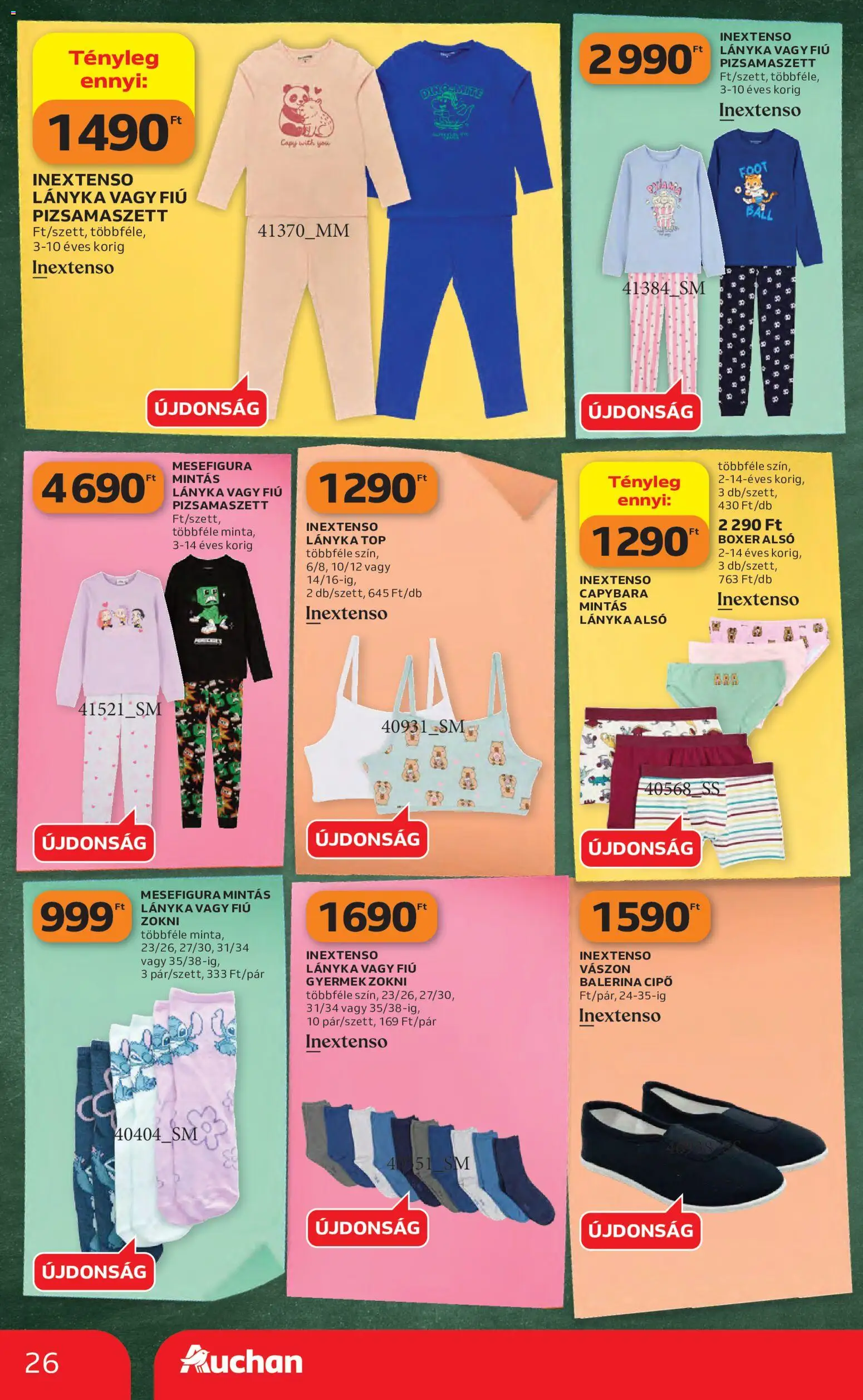 Auchan akciós ujság - amely érvényes a következő dátumtól: 2026.08.06. | Oldal: 26 | Termékek: Balerina cipő, Zokni