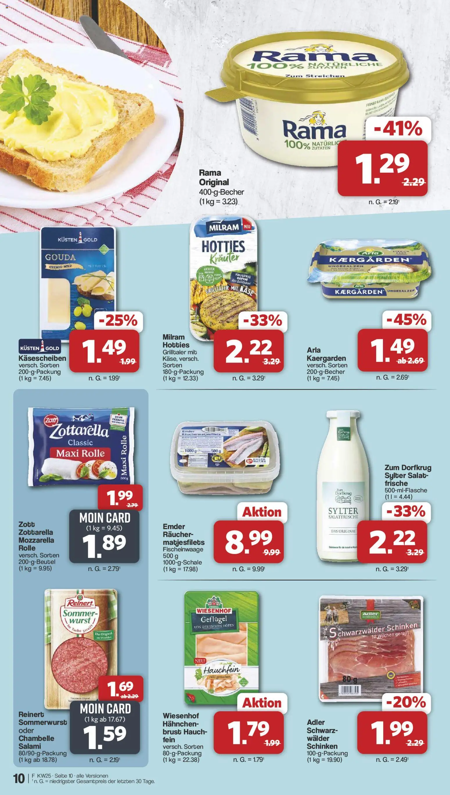 Famila Nordwest Prospekt – gültig ab 15.06.2026 | Seite: 10 | Produkte: Rama, Mozzarella, Wurst, Salat