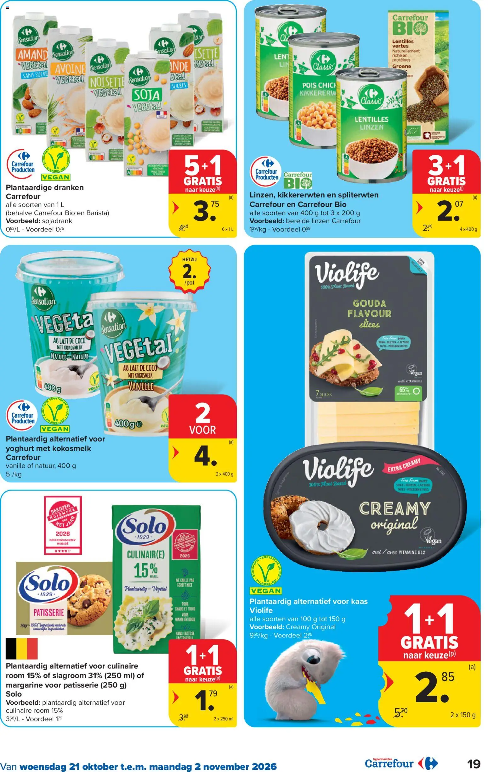 {H1} | Pagina: 19 | Producten: Linzen, Gouda, Plantaardige dranken, Kokosmelk