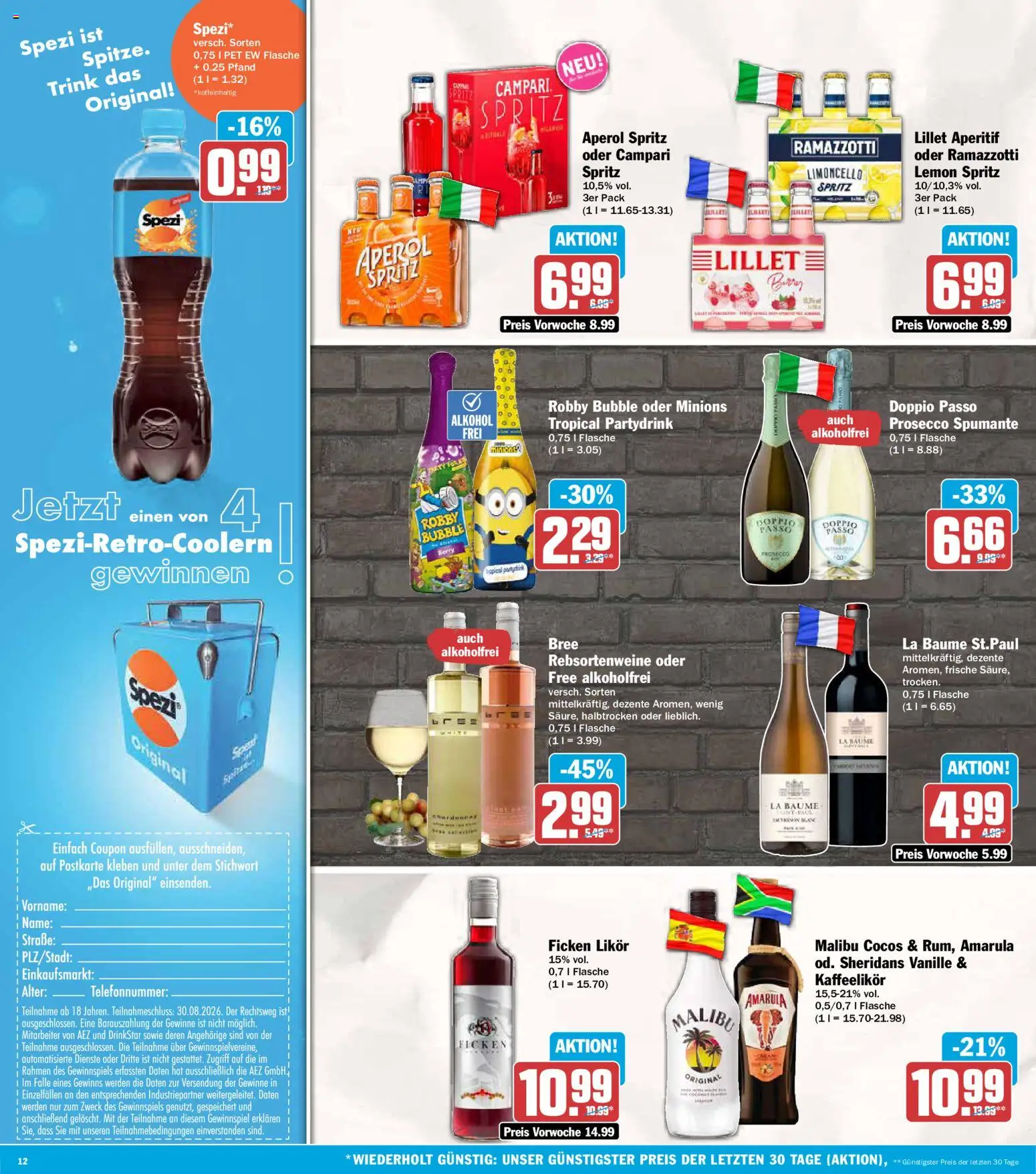 AEZ Prospekt – gültig ab 10.08.2026 | Seite: 12 | Produkte: Bree, Prosecco, Limoncello, Aperol