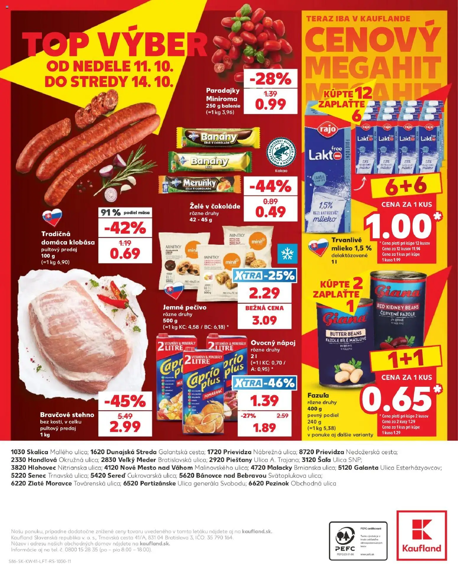 Nové Kaufland akcie – leták je platný od 08.10.2026 | Strana: 86 | Produkty: Fazuľa, Bravčové stehno, Pečivo, Kakao