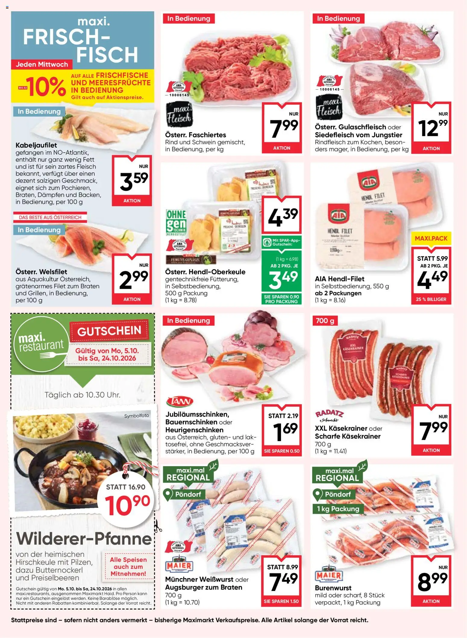 Maximarkt Flugblatt gültig ab 08.10.2026 | Seite: 14 | Produkte: Meeresfrüchte, Fisch, Rindfleisch