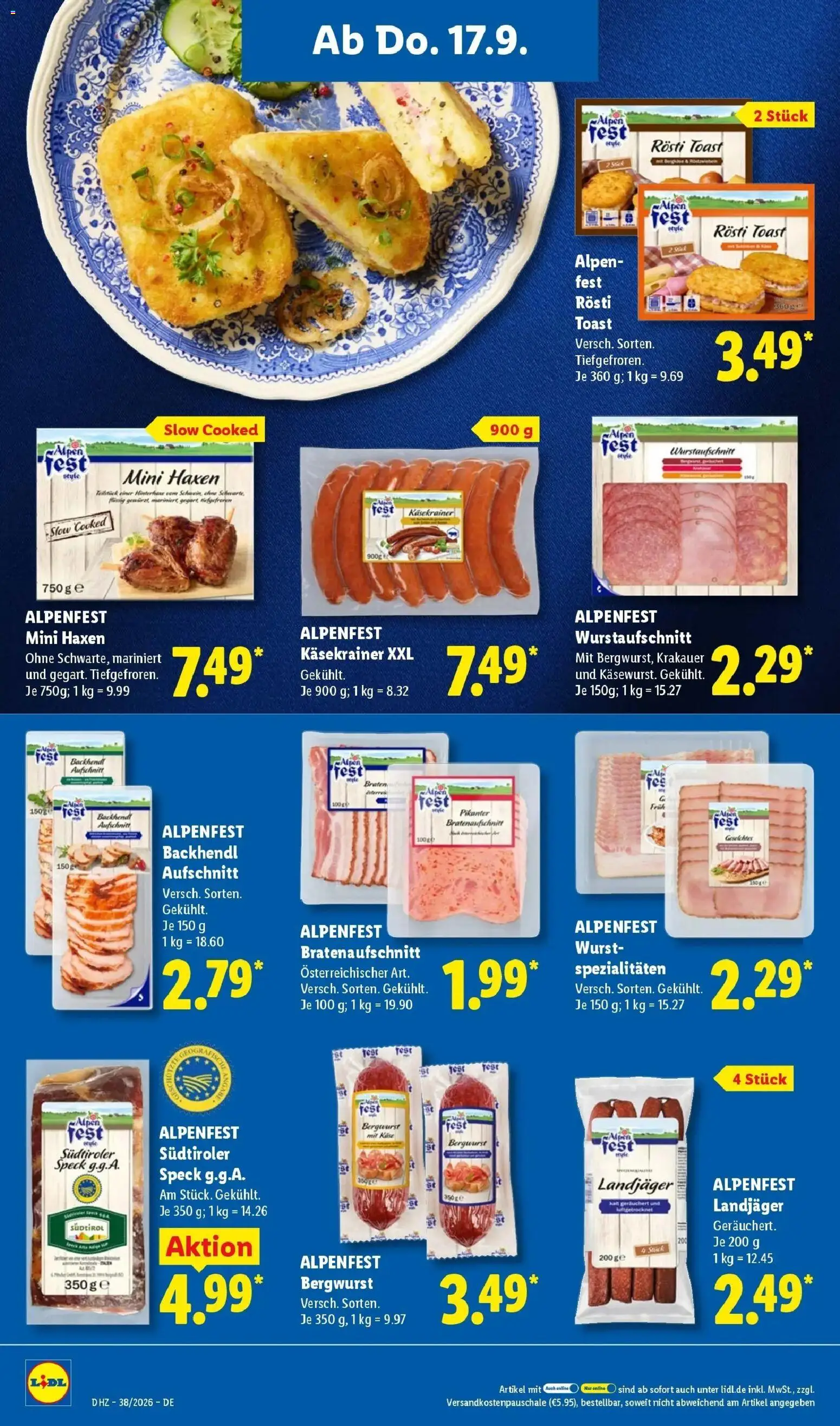 Lidl Prospekt Villingen-schwenningen (ab 14.09.2026) zum Blättern » Angebote | Seite: 62 | Produkte: Käse, Toast, Spezialitäten, Käsekrainer