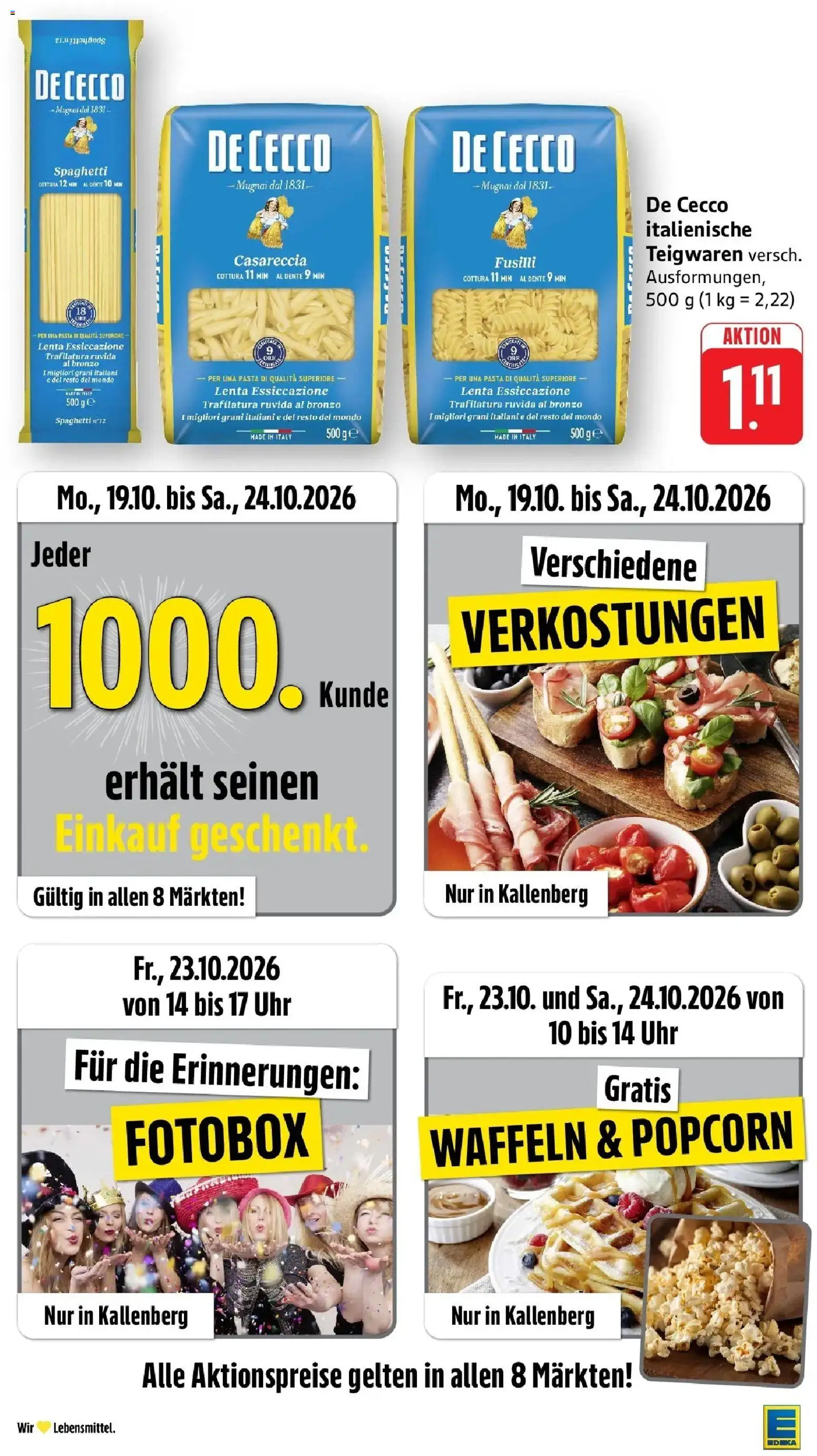 Edeka Prospekt Ditzingen (ab 19.10.2026) » Angebote Online | Seite: 23 | Produkte: Waffeln, Pasta, Popcorn, Uhr