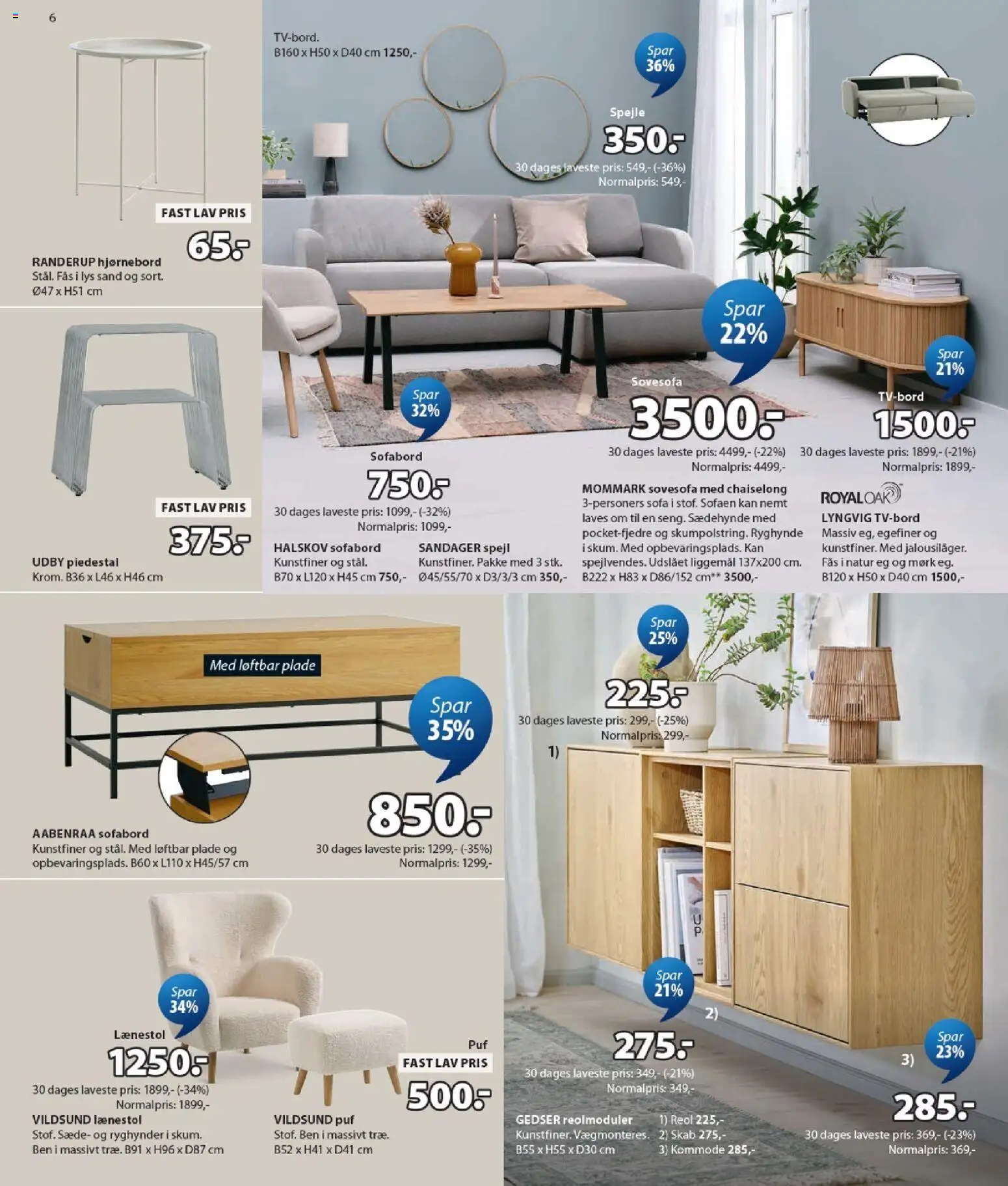 JYSK tilbudsavis – gyldig fra 06/07/2026 | Side: 6 | Produkter: Sofa, Skab, Spejl, TV
