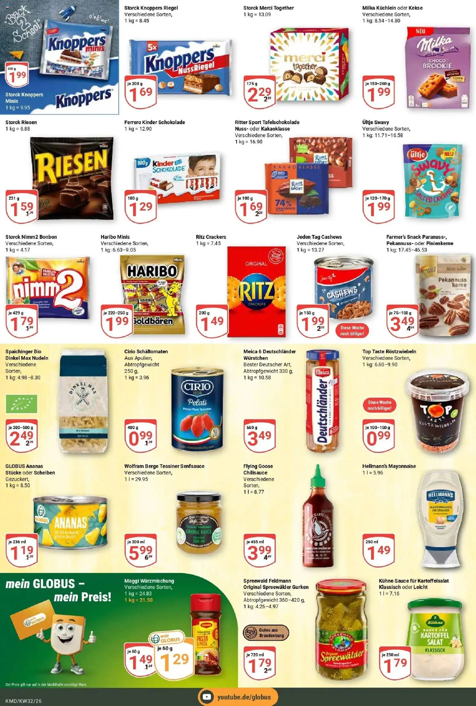 Globus Prospekt Köln (ab 03.08.2026) » Angebote online | Seite: 11 | Produkte: Kinder schokolade, Knoppers, Gurken, Salat