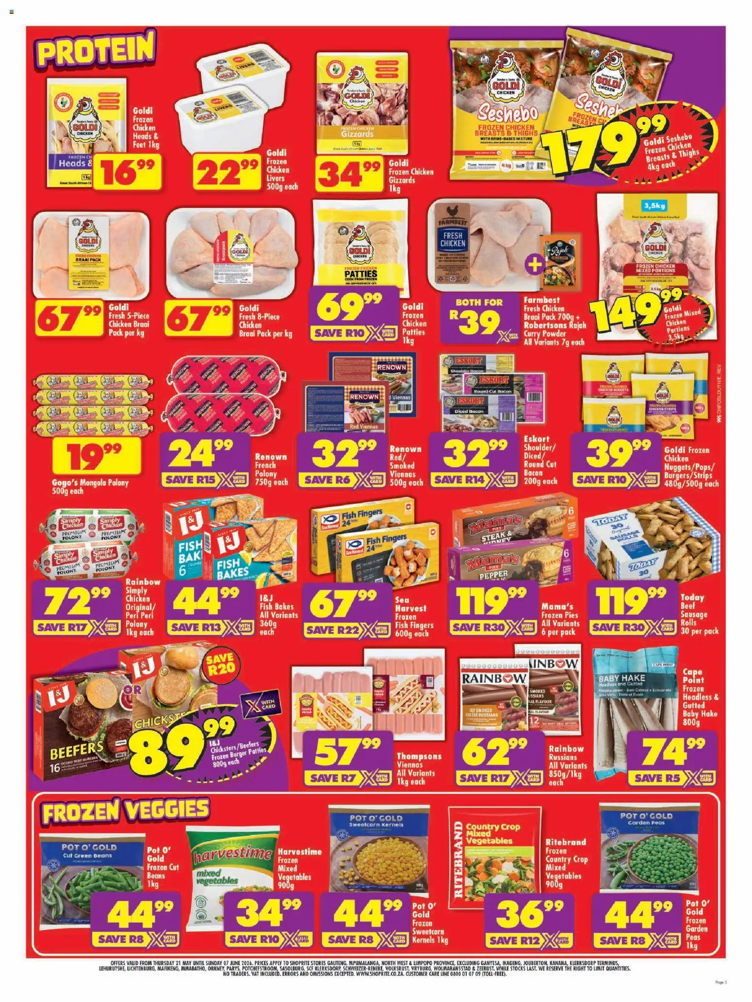 New Shoprite catalogue – valid from 21.05.2026 | Page: 3 | Products: Beans, Chicken, Powder, Curry powder