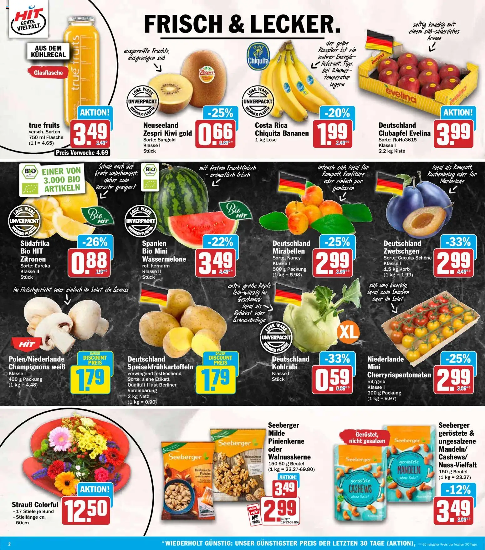 HIT Prospekt – gültig ab 27.07.2026 | Seite: 2 | Produkte: Bananen, Zwetschgen, Wassermelone, Kiwi