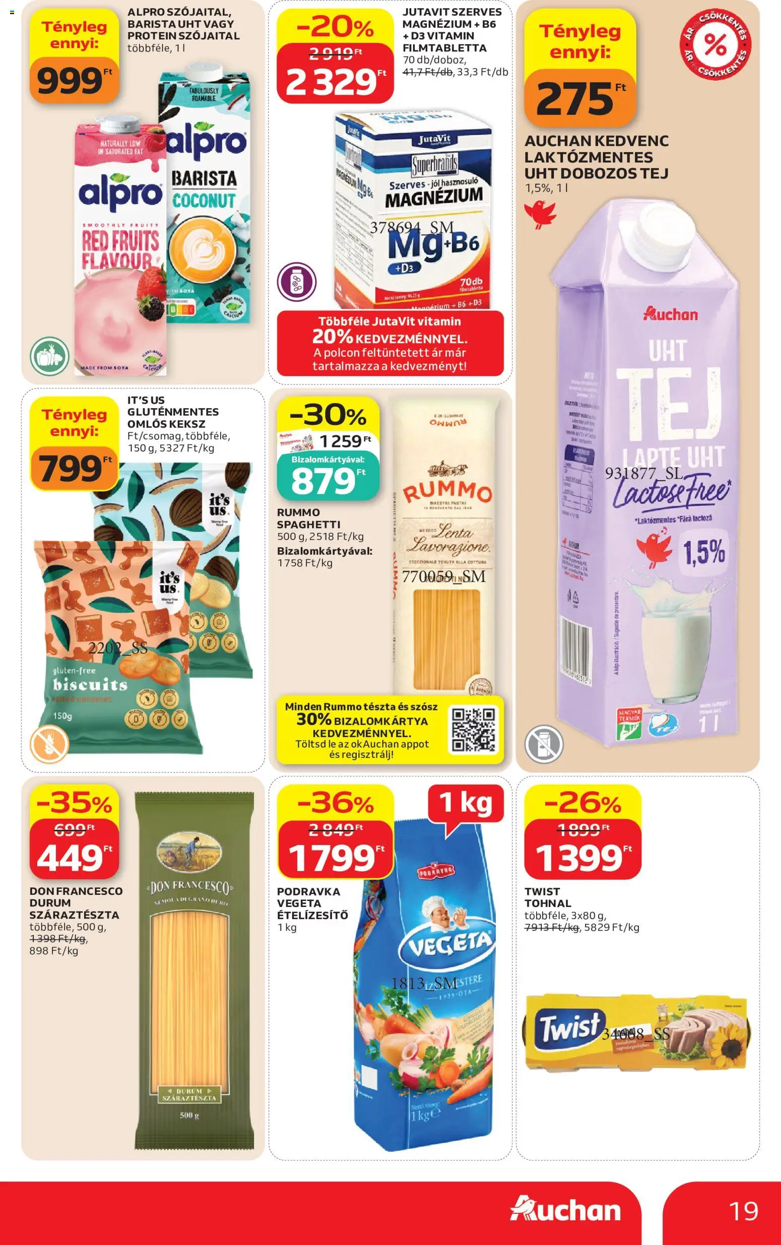 Auchan akciós ujság - amely érvényes a következő dátumtól: 2026.08.06. | Oldal: 19 | Termékek: Protein, Ételízesítő, Keksz, Szósz