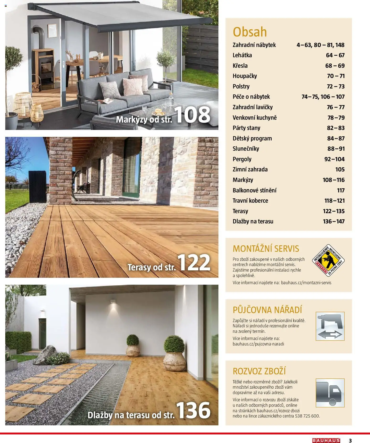 Bauhaus katalog Záhradní nábytek od 08.04.2026 | Strana: 3 | Produkty: Zahrada, Koberce, Lehátka, Stany