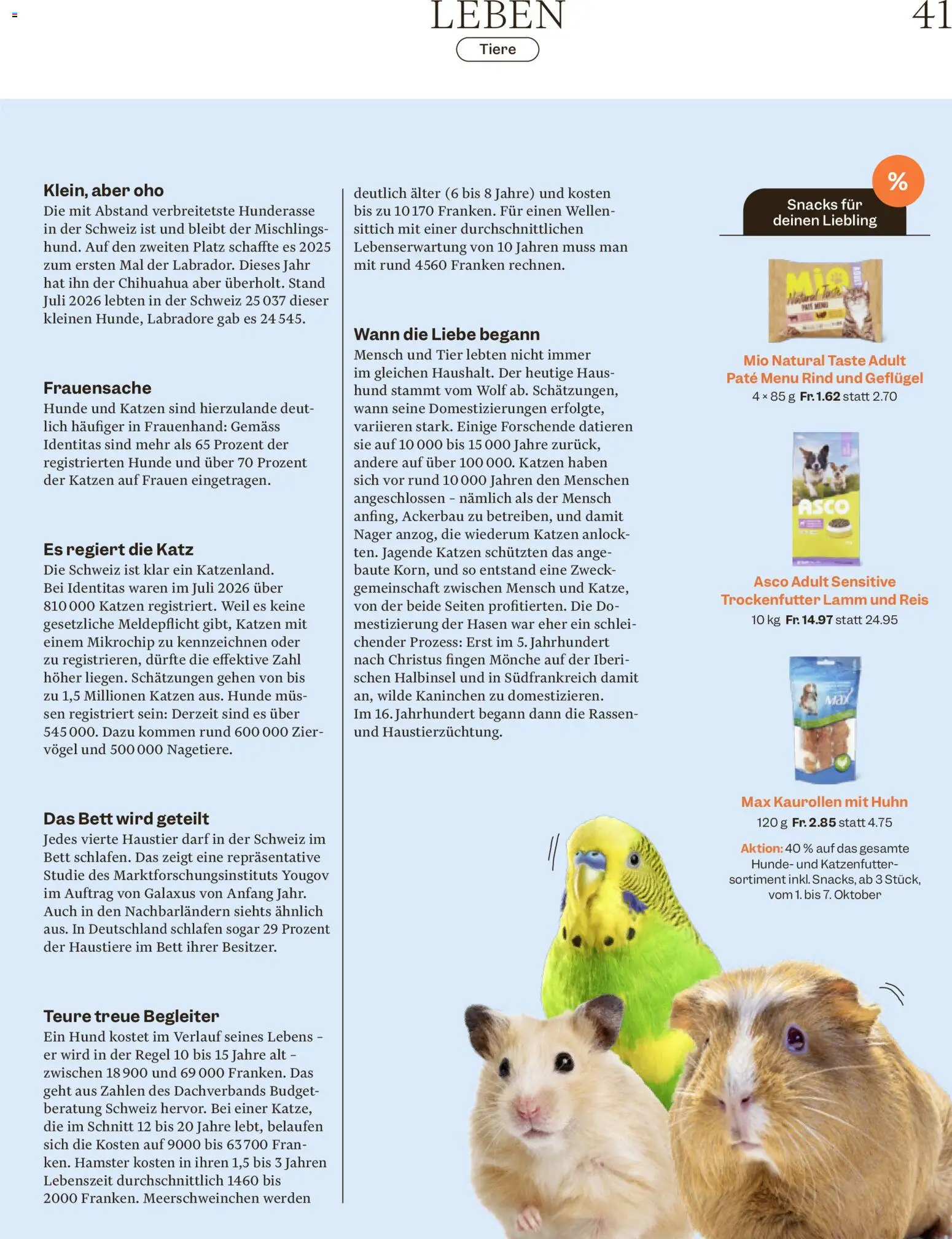 Migros aktionen Magazin – gültig ab 30.09.2026 | Seite: 41 | Produkte: Das bett, Kaninchen, Snacks, Reis