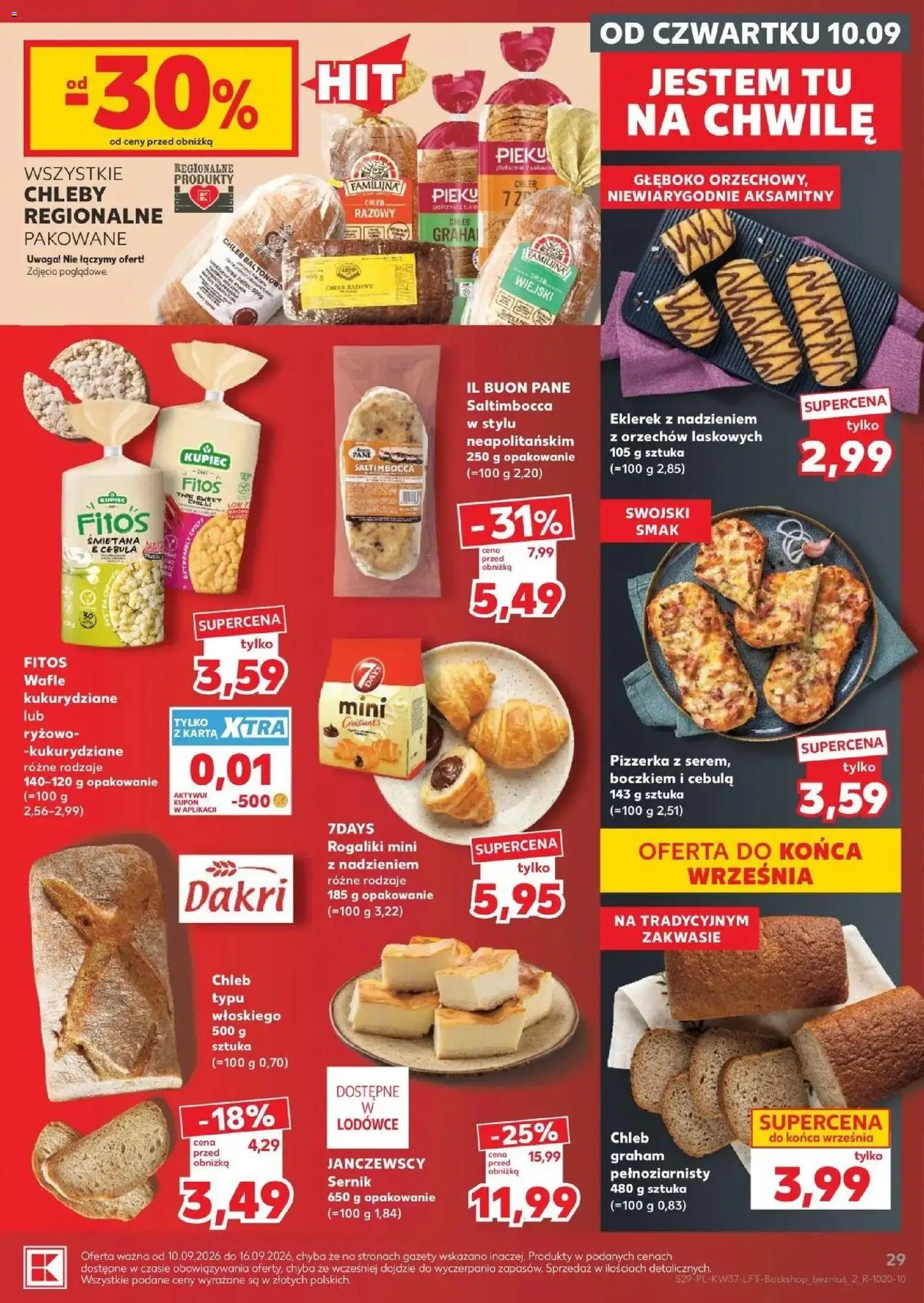 Kaufland gazetka od 10.09.2026 - od jutra PDF | Strona: 29 | Produkty: Karta, Wafle kukurydziane, Chleb razowy, Pizzerka
