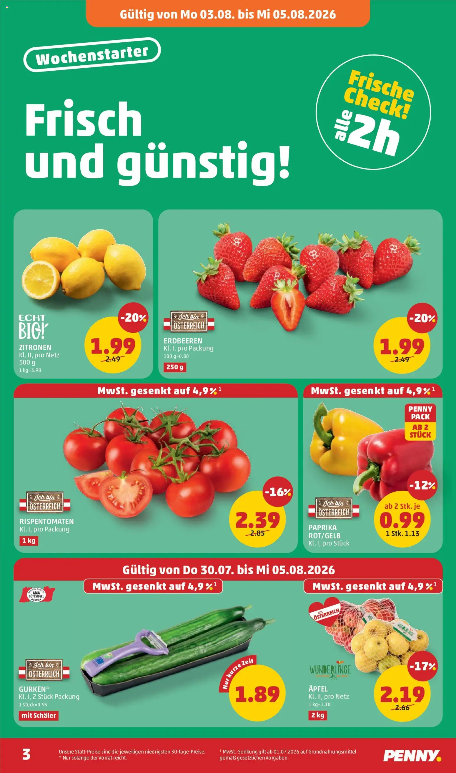 Penny Markt Flugblatt gültig ab 30.07.2026 | Seite: 3 | Produkte: Erdbeeren, Äpfel